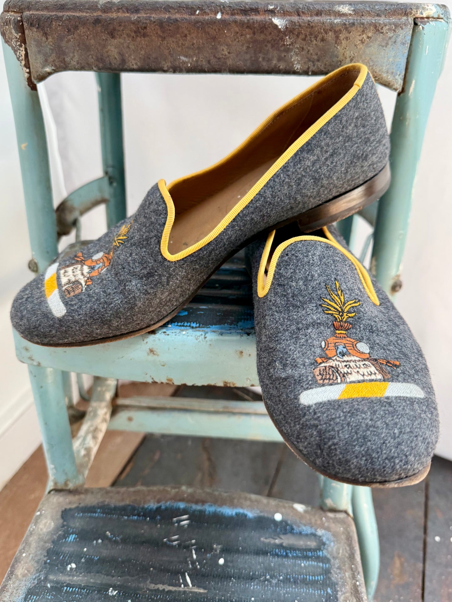 Pre-Loved Stubbs & Wootton Grey Falcon Loafers