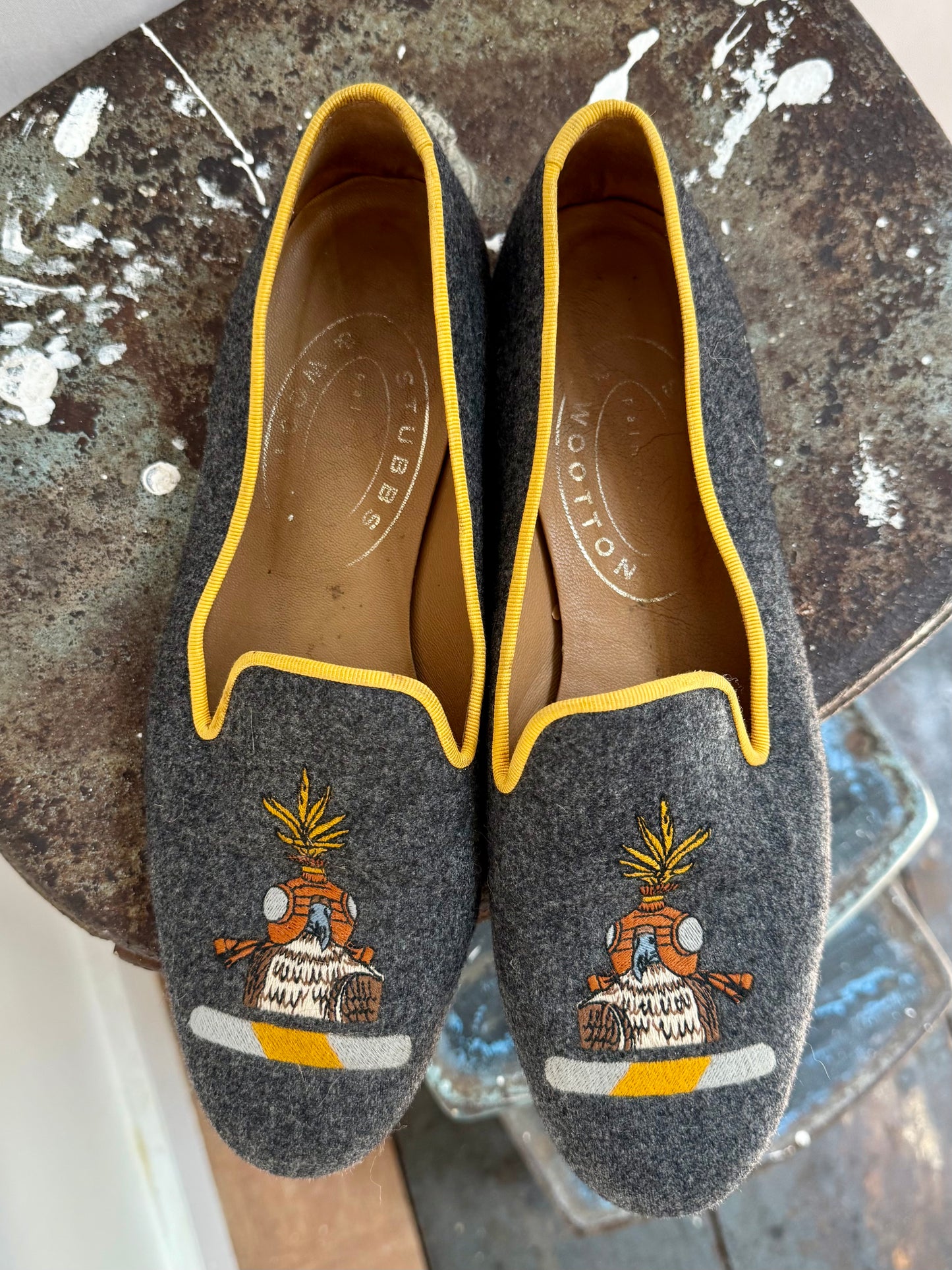 Pre-Loved Stubbs & Wootton Grey Falcon Loafers