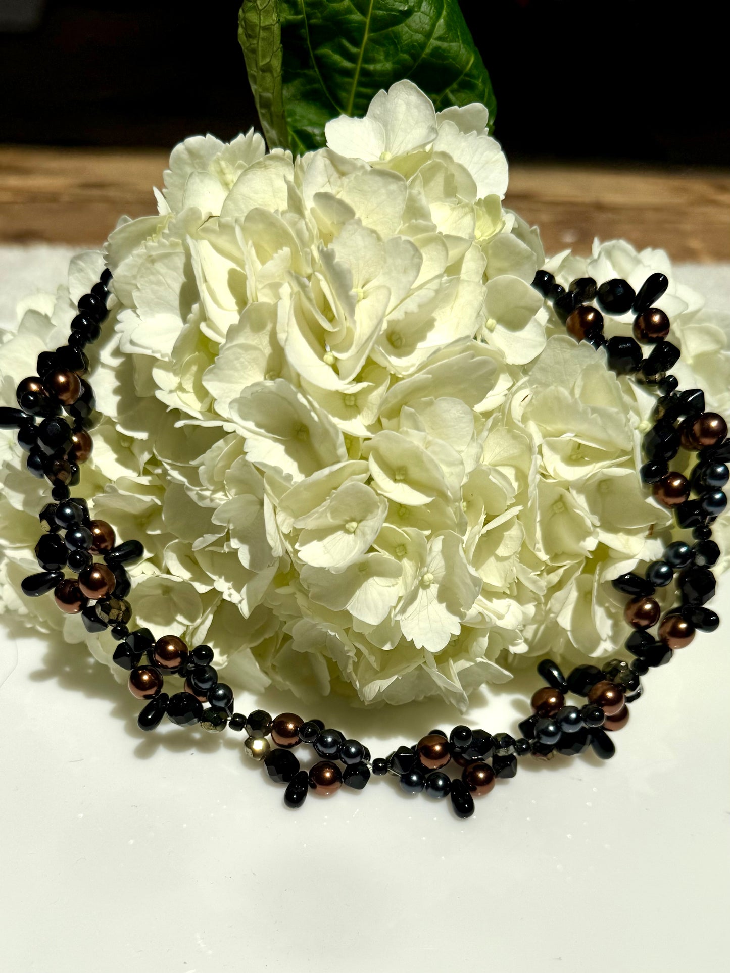 Vintage Brown and Black Beaded Choker Necklace