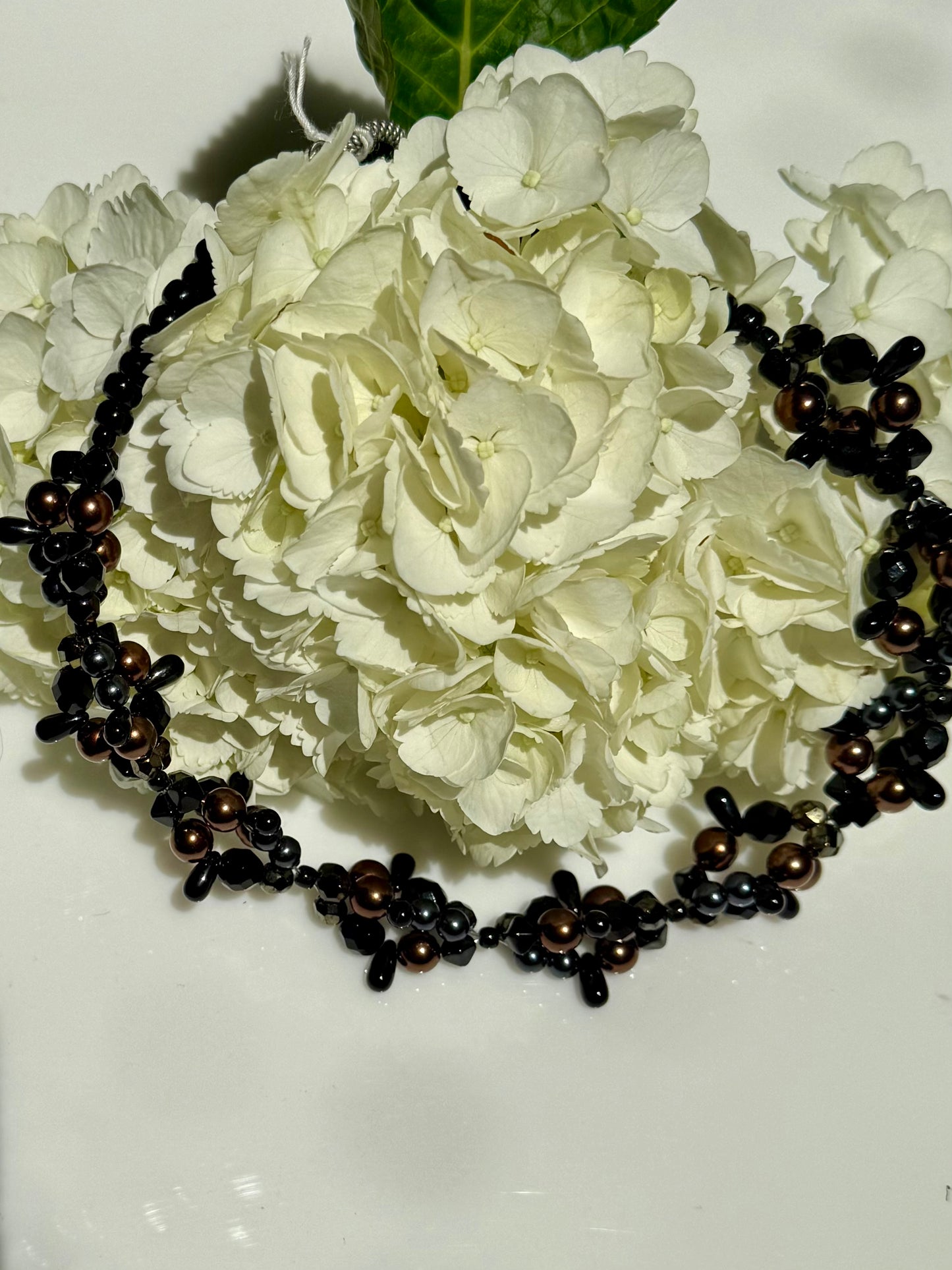 Vintage Brown and Black Beaded Choker Necklace