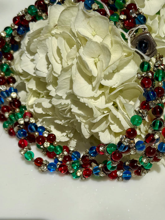 Vintage Multicolor Beaded Choker Necklace