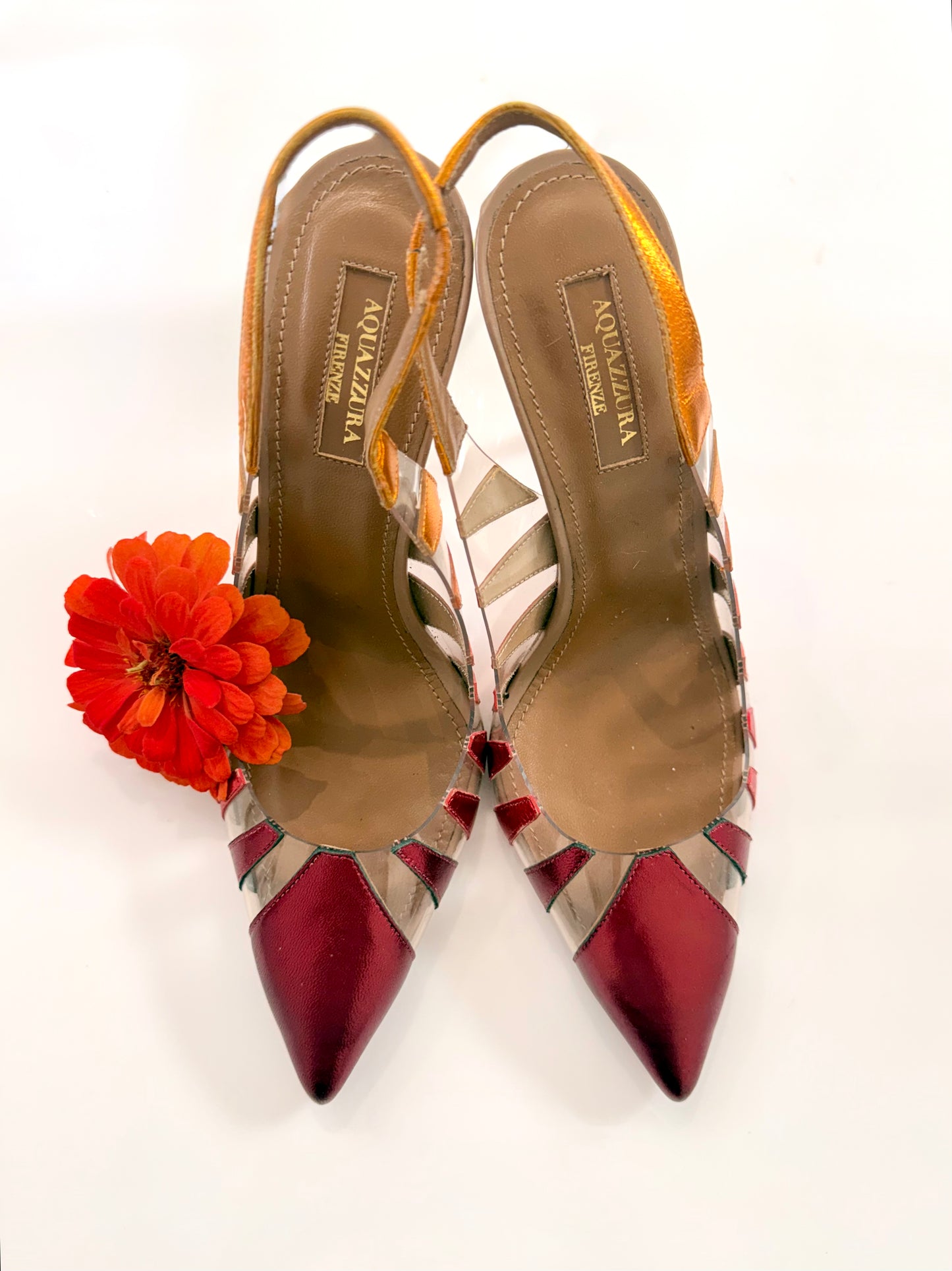 Vintage Aquazzura Metallic Slingback Heels