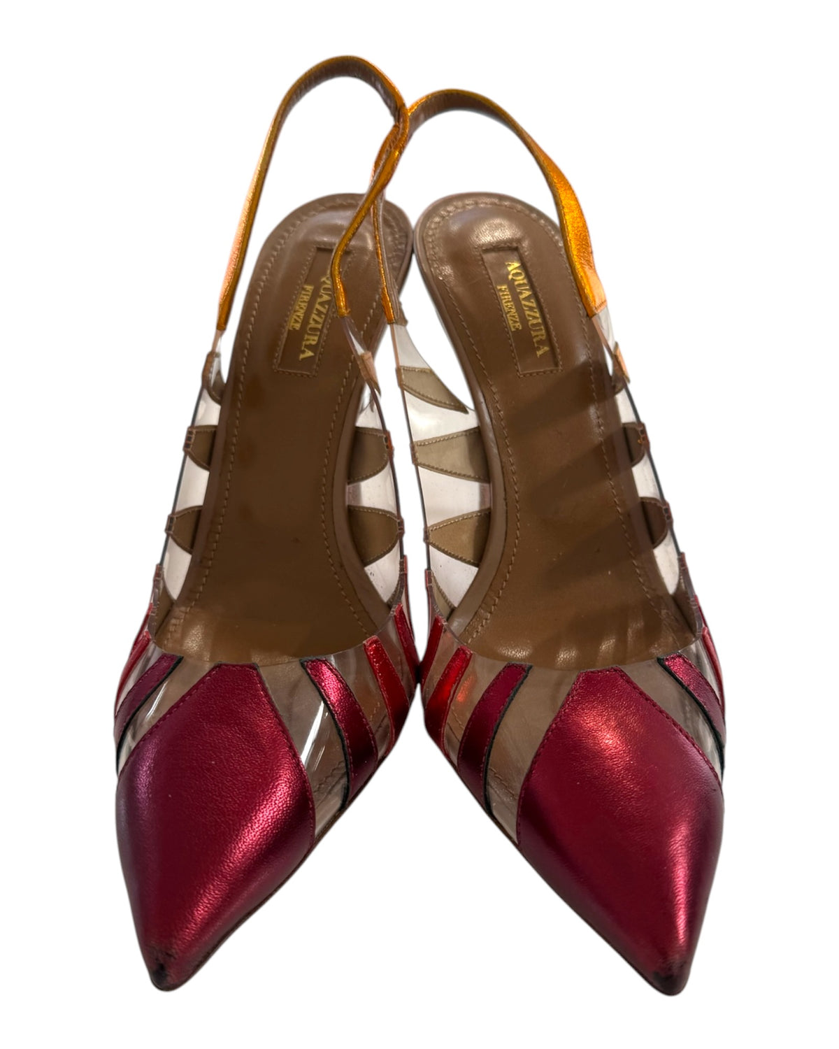 Vintage Aquazzura Metallic Slingback Heels