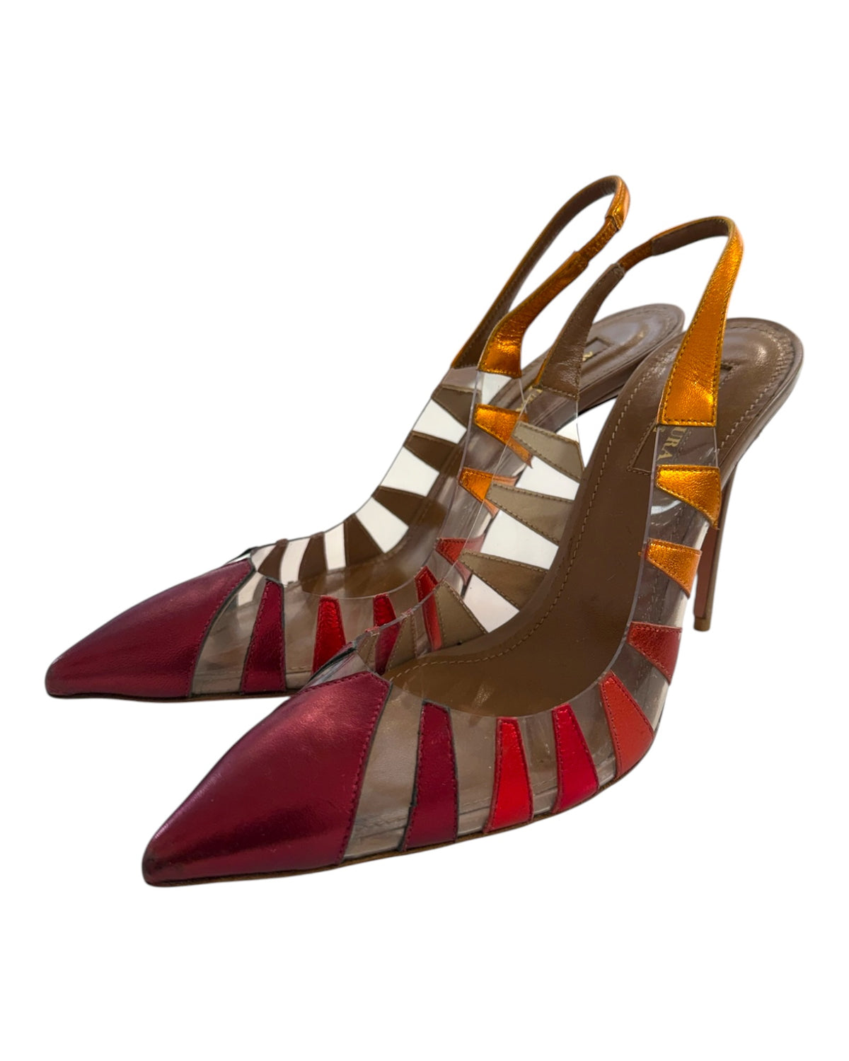 Vintage Aquazzura Metallic Slingback Heels