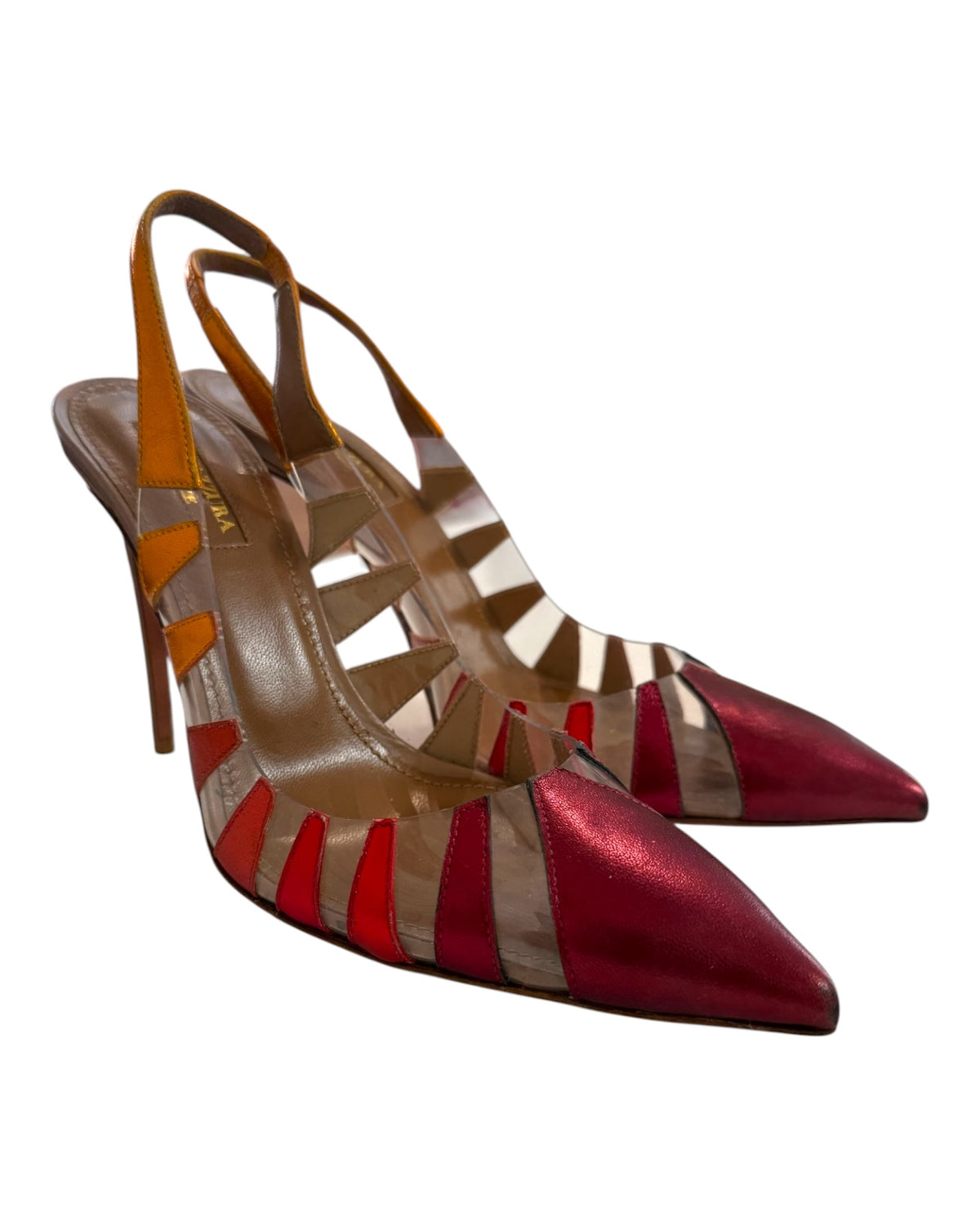 Vintage Aquazzura Metallic Slingback Heels