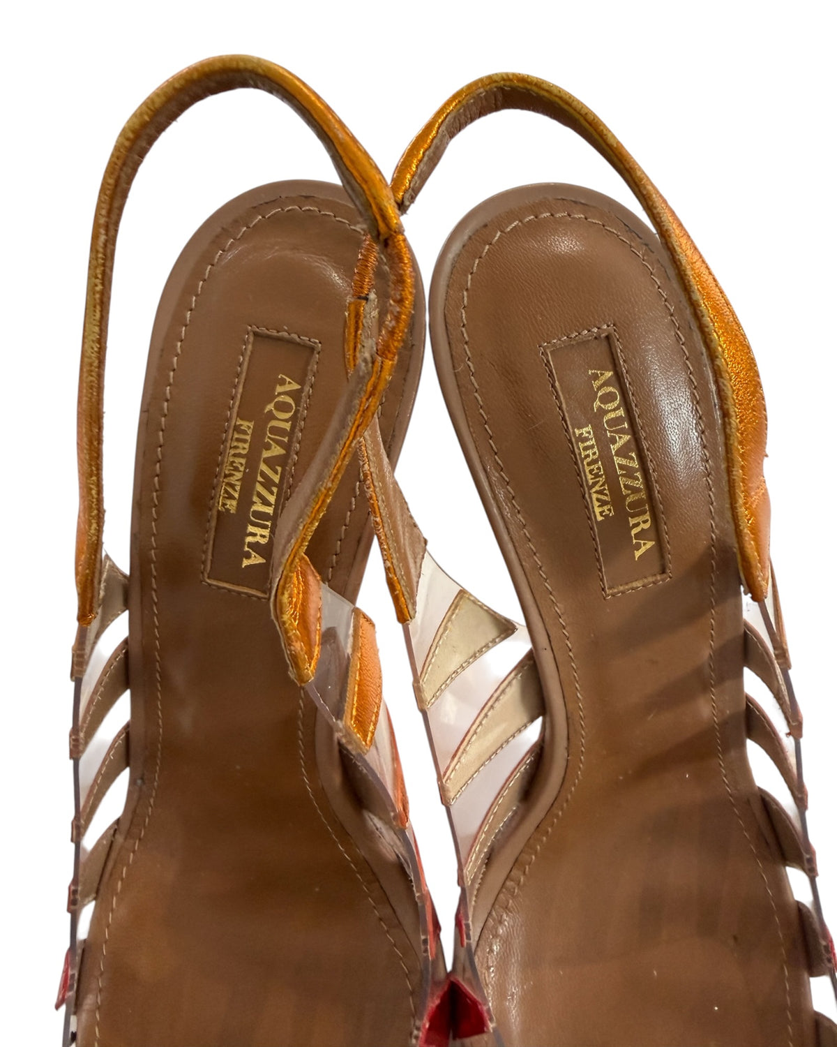 Vintage Aquazzura Metallic Slingback Heels