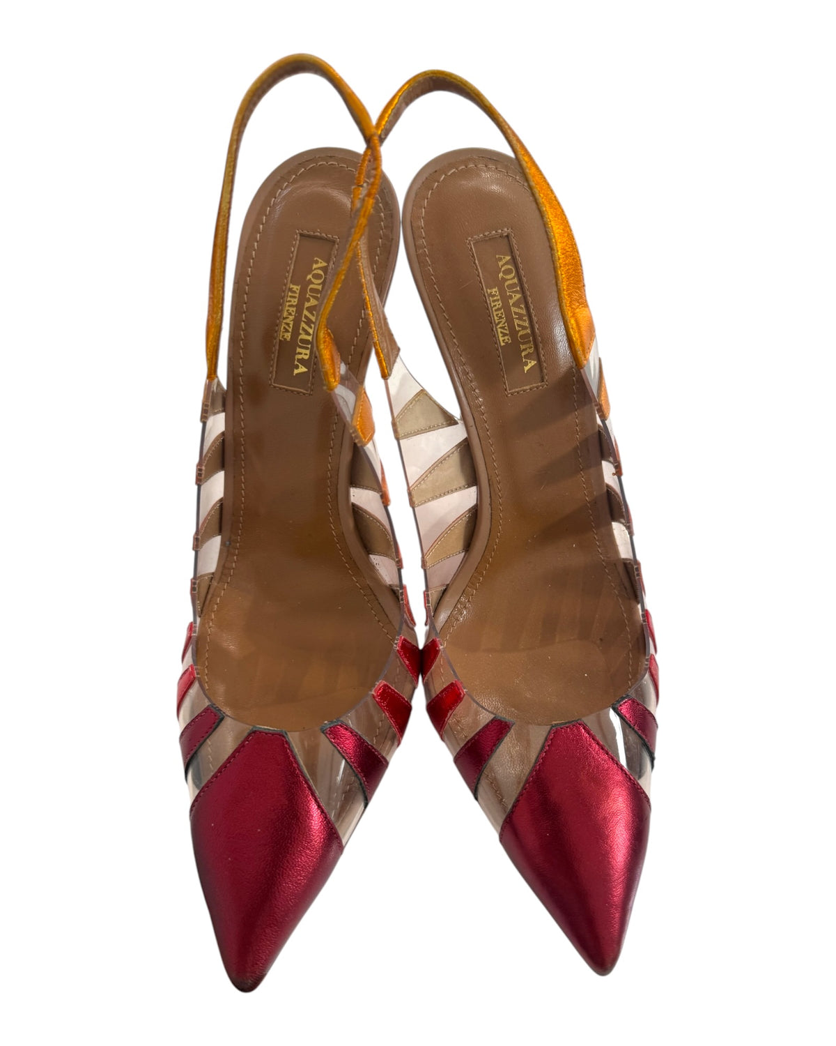 Vintage Aquazzura Metallic Slingback Heels
