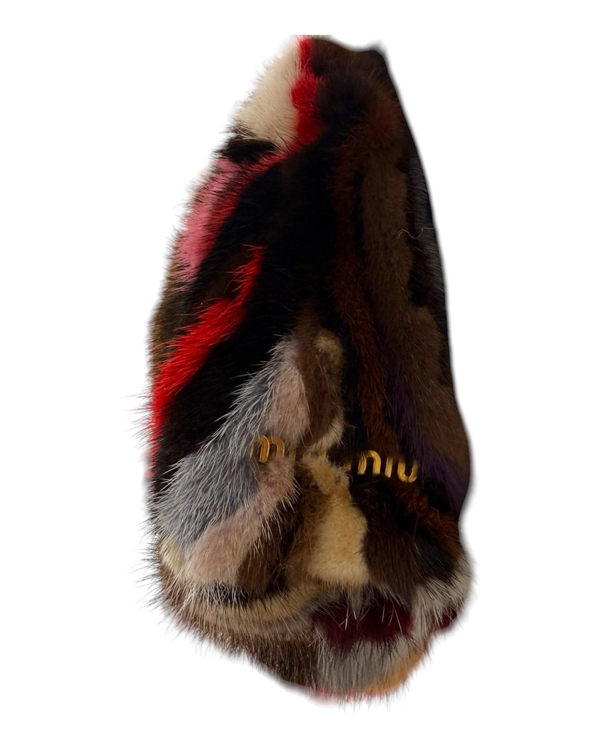 RARE Pre-Loved 2010 Miu Miu Rainbow Mink Clutch