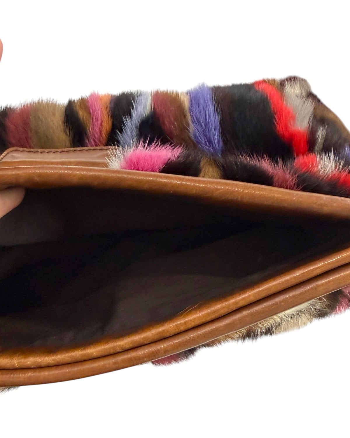 RARE Pre-Loved 2010 Miu Miu Rainbow Mink Clutch