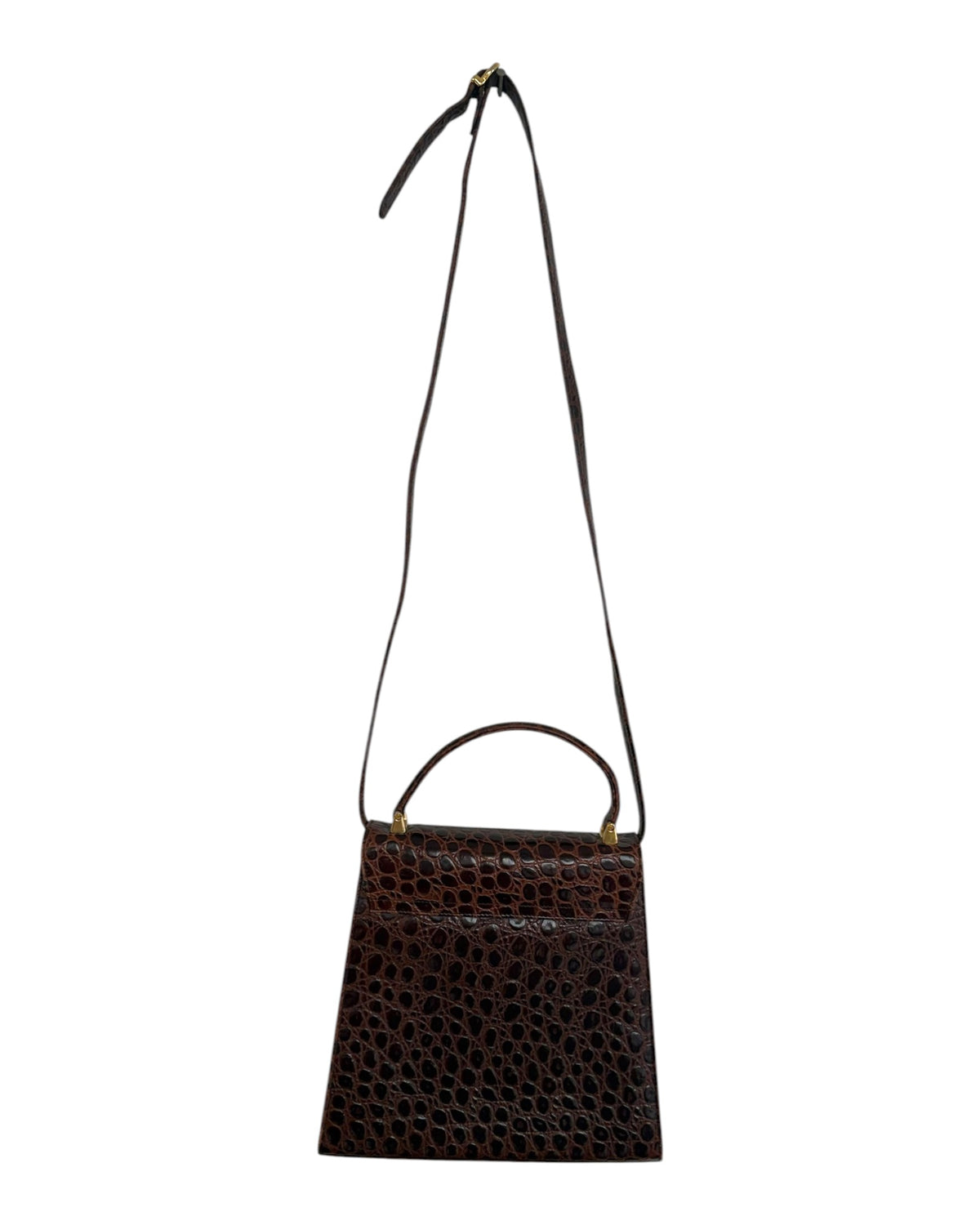 Vintage Salvatore Ferragamo Crocodile Gancini 2-Way Top Handle Brown Bag