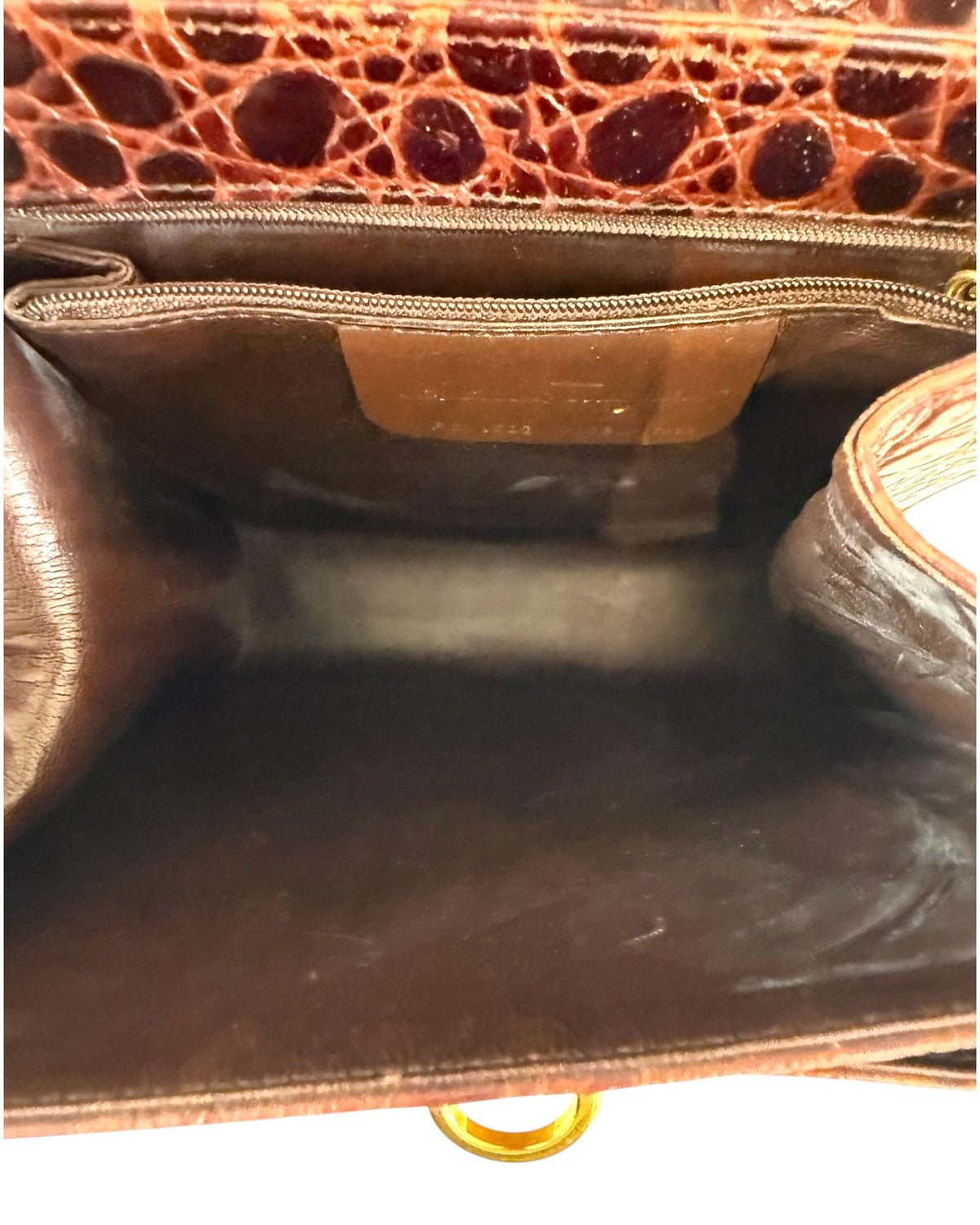 Vintage Salvatore Ferragamo Crocodile Gancini 2-Way Top Handle Brown Bag