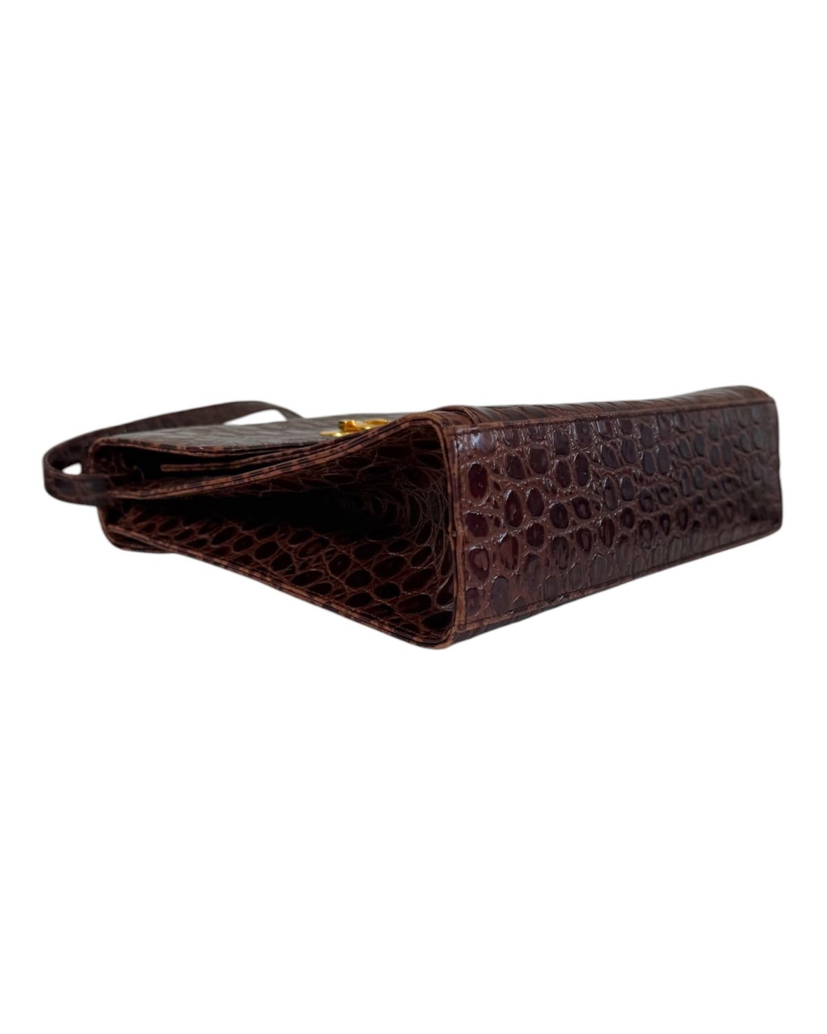 Vintage Salvatore Ferragamo Crocodile Gancini 2-Way Top Handle Brown Bag