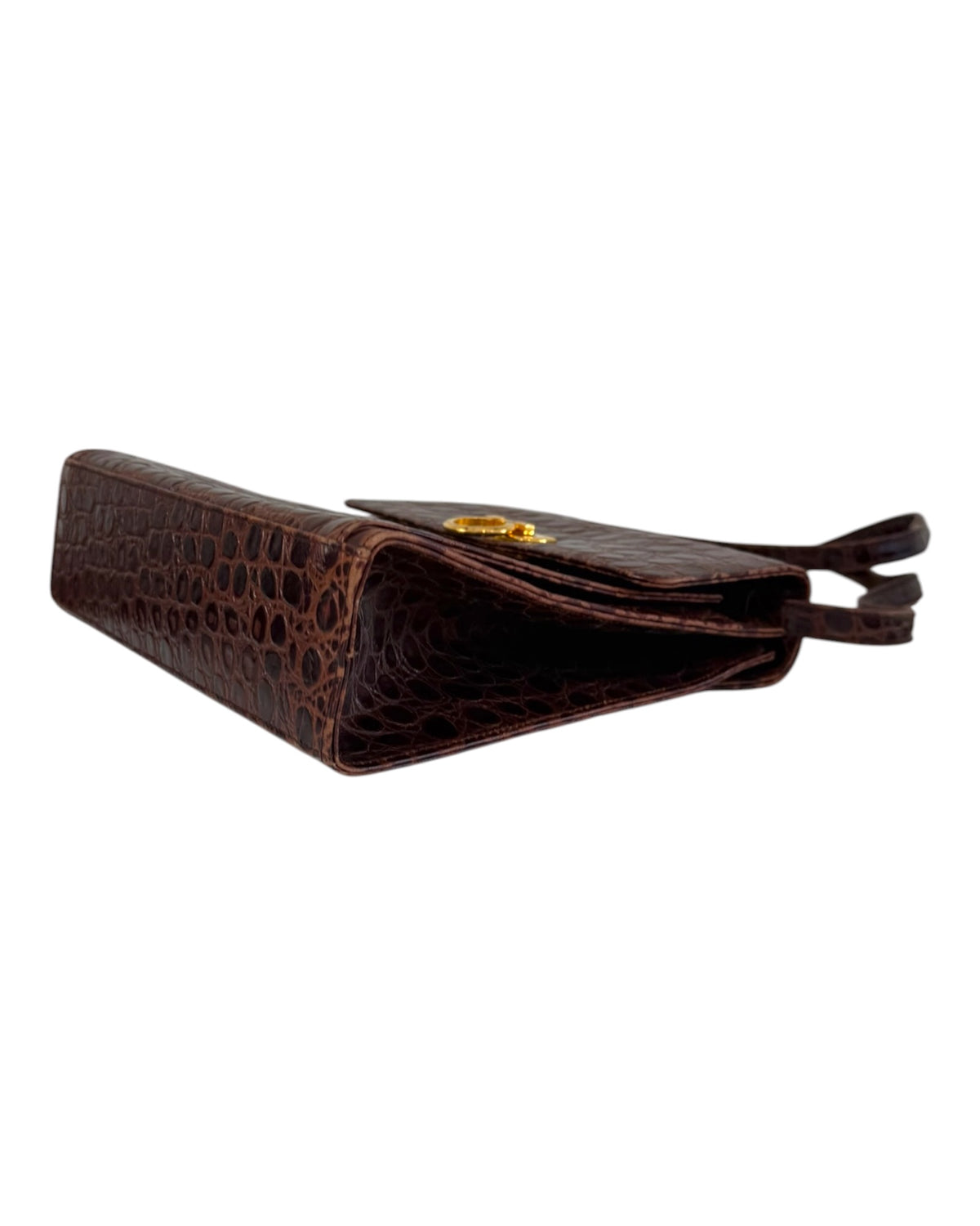 Vintage Salvatore Ferragamo Crocodile Gancini 2-Way Top Handle Brown Bag