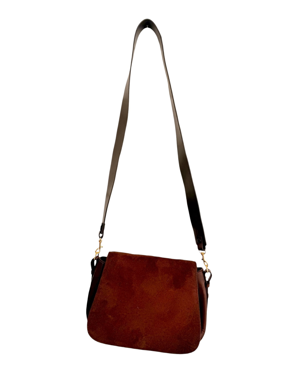 Vintage Halston Heritage Chocolate Brown Suede and Leather Bag