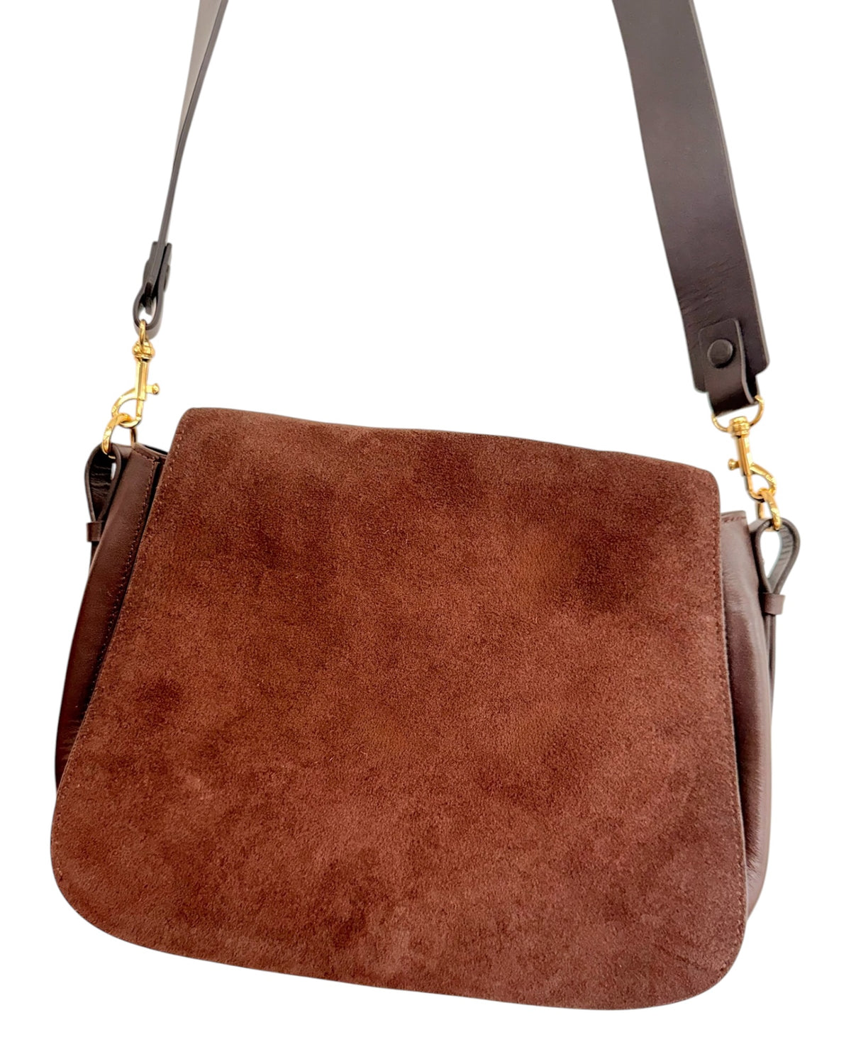 Vintage Halston Heritage Chocolate Brown Suede and Leather Bag