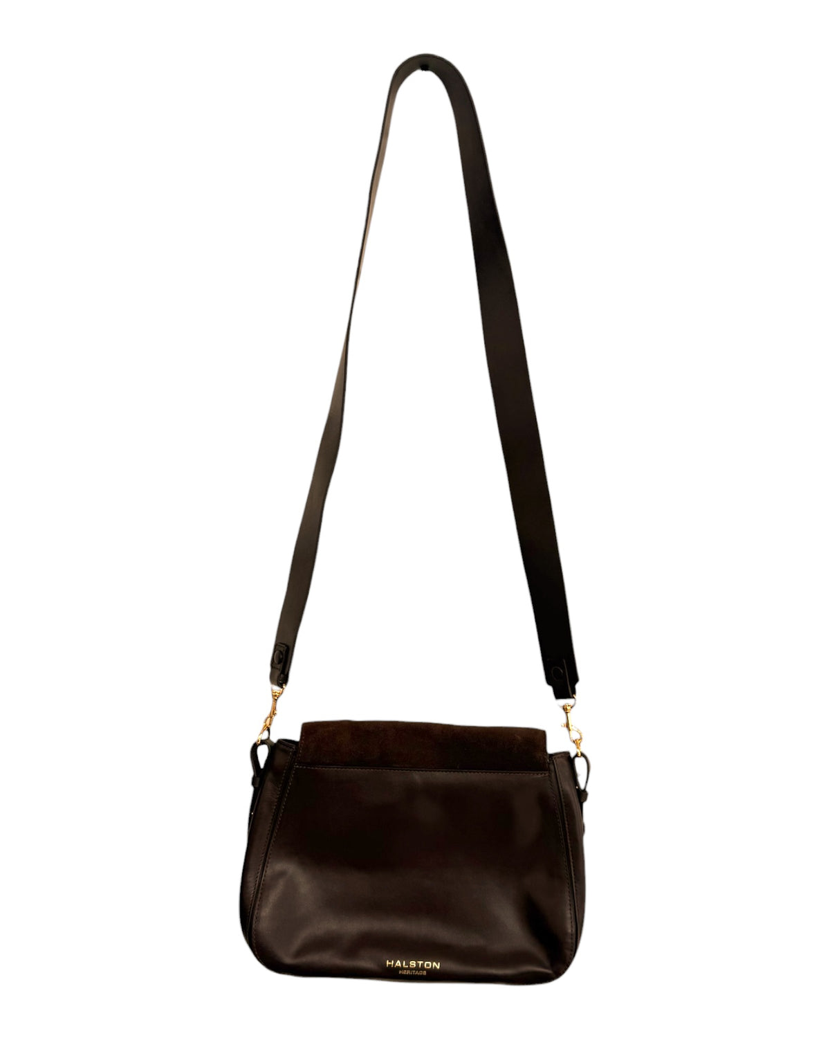 Vintage Halston Heritage Chocolate Brown Suede and Leather Bag