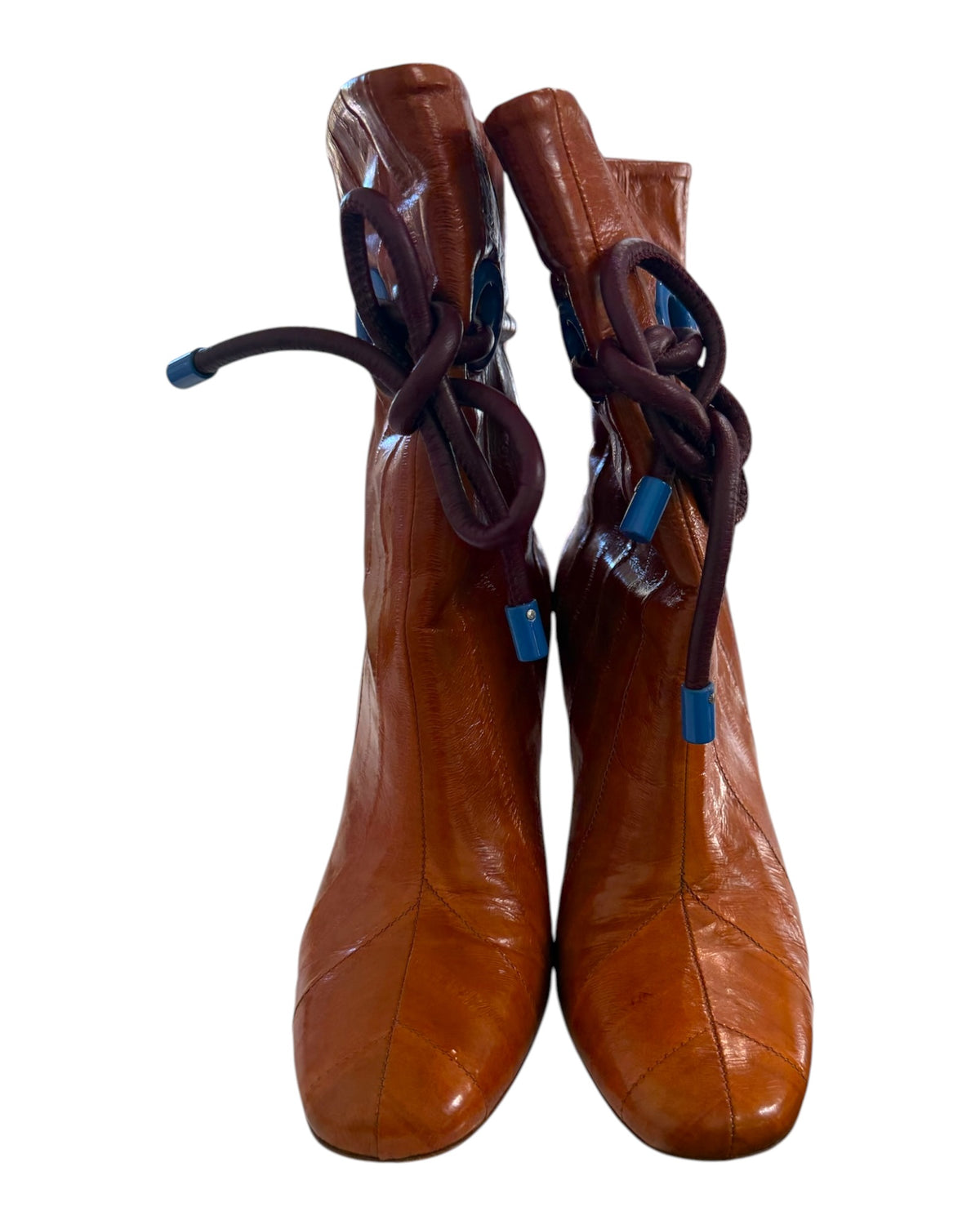 Vintage Malone Souliers Brown and Blue Mod Boots