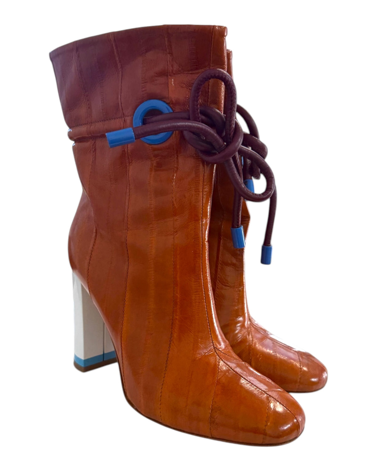 Vintage Malone Souliers Brown and Blue Mod Boots