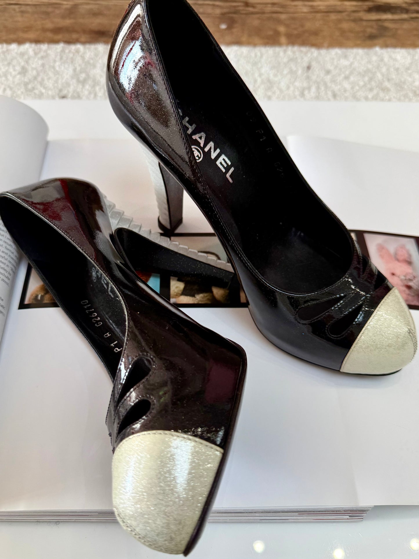 Vintage Chanel Black Sparkle Heels