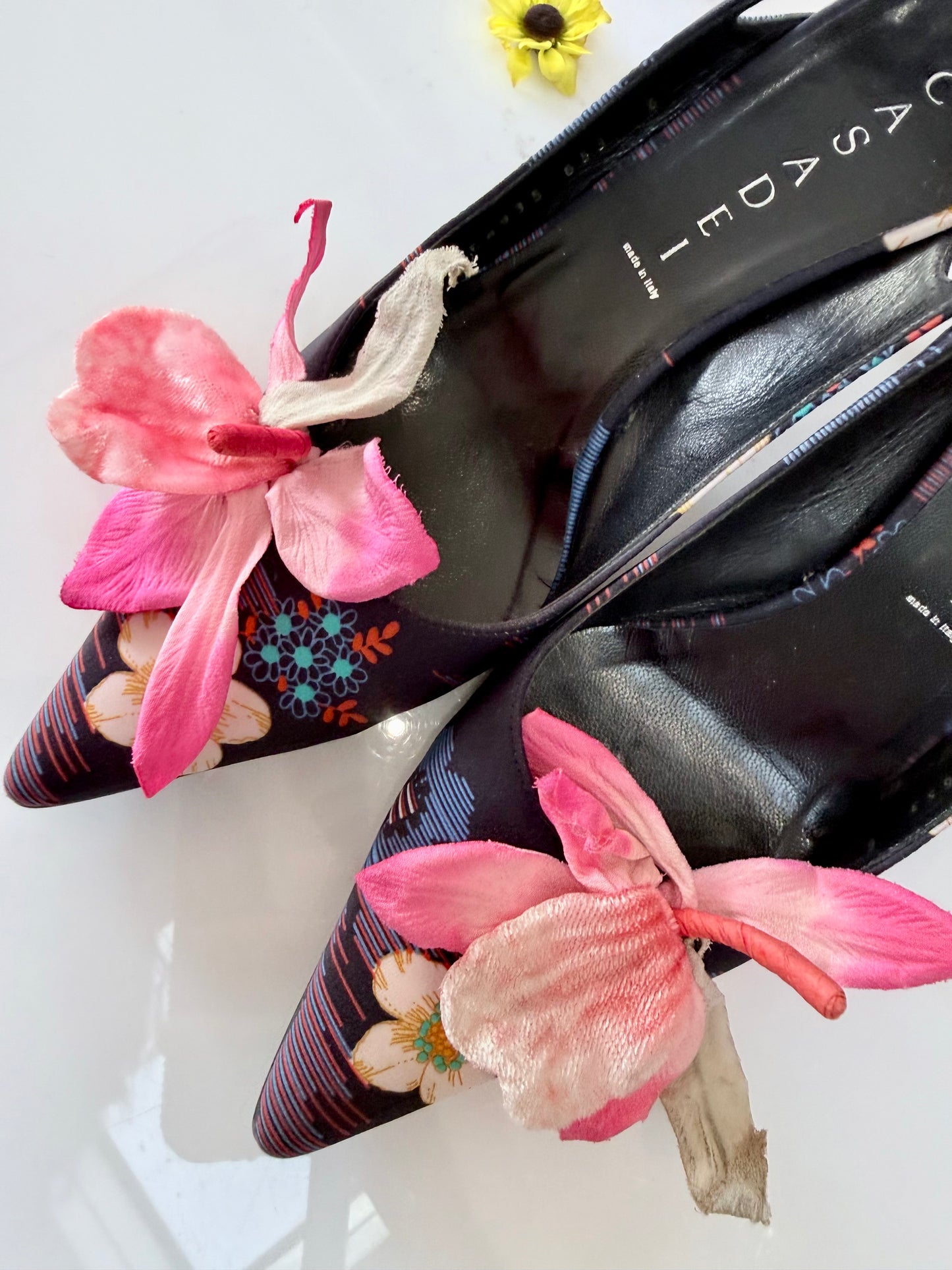 Vintage Casadei Floral Slingback Heels