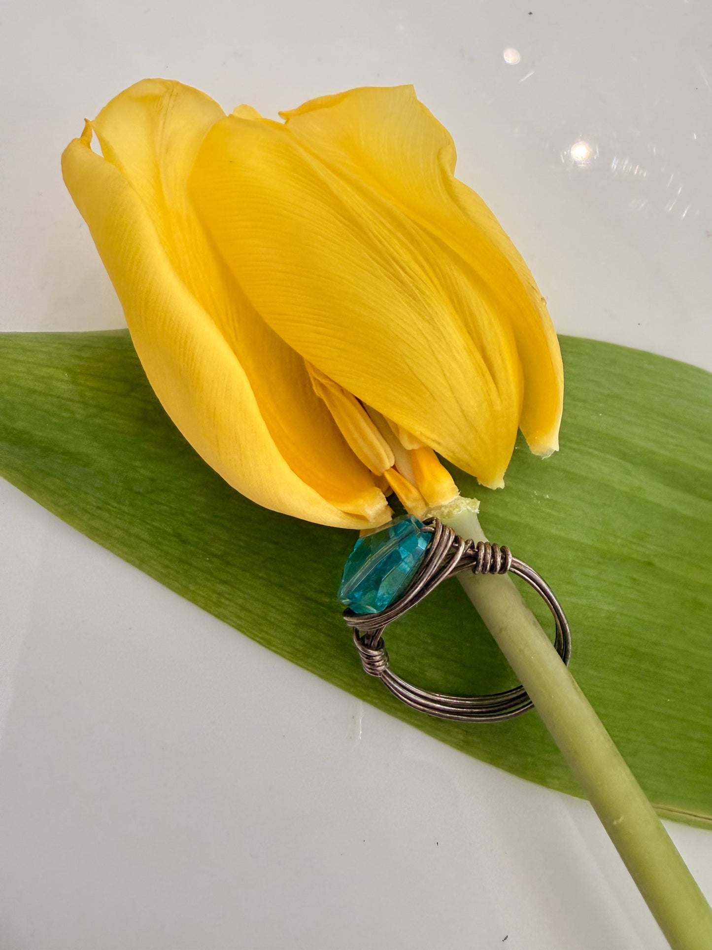 Vintage Handmade Blue Wire Ring