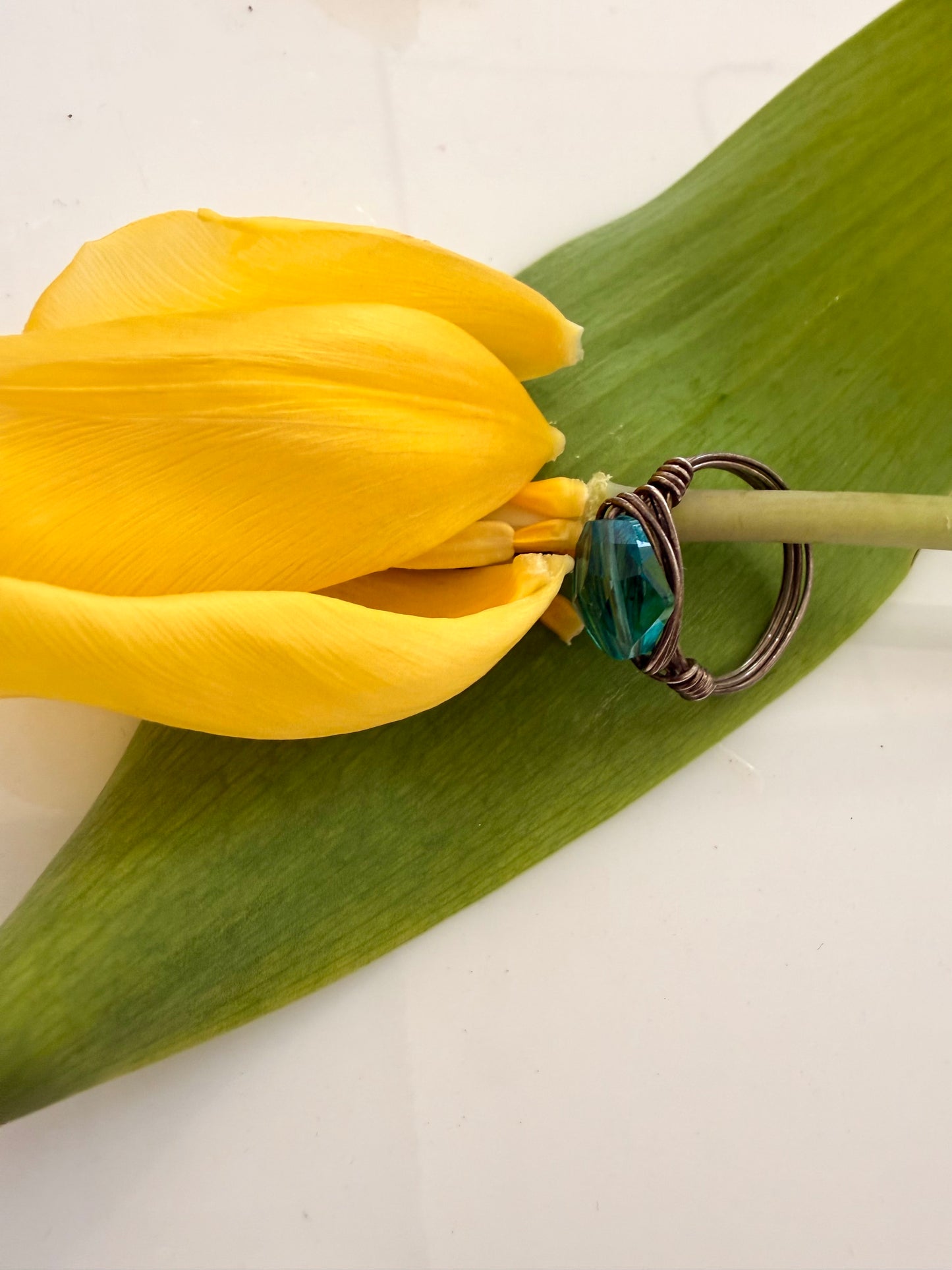 Vintage Handmade Blue Wire Ring