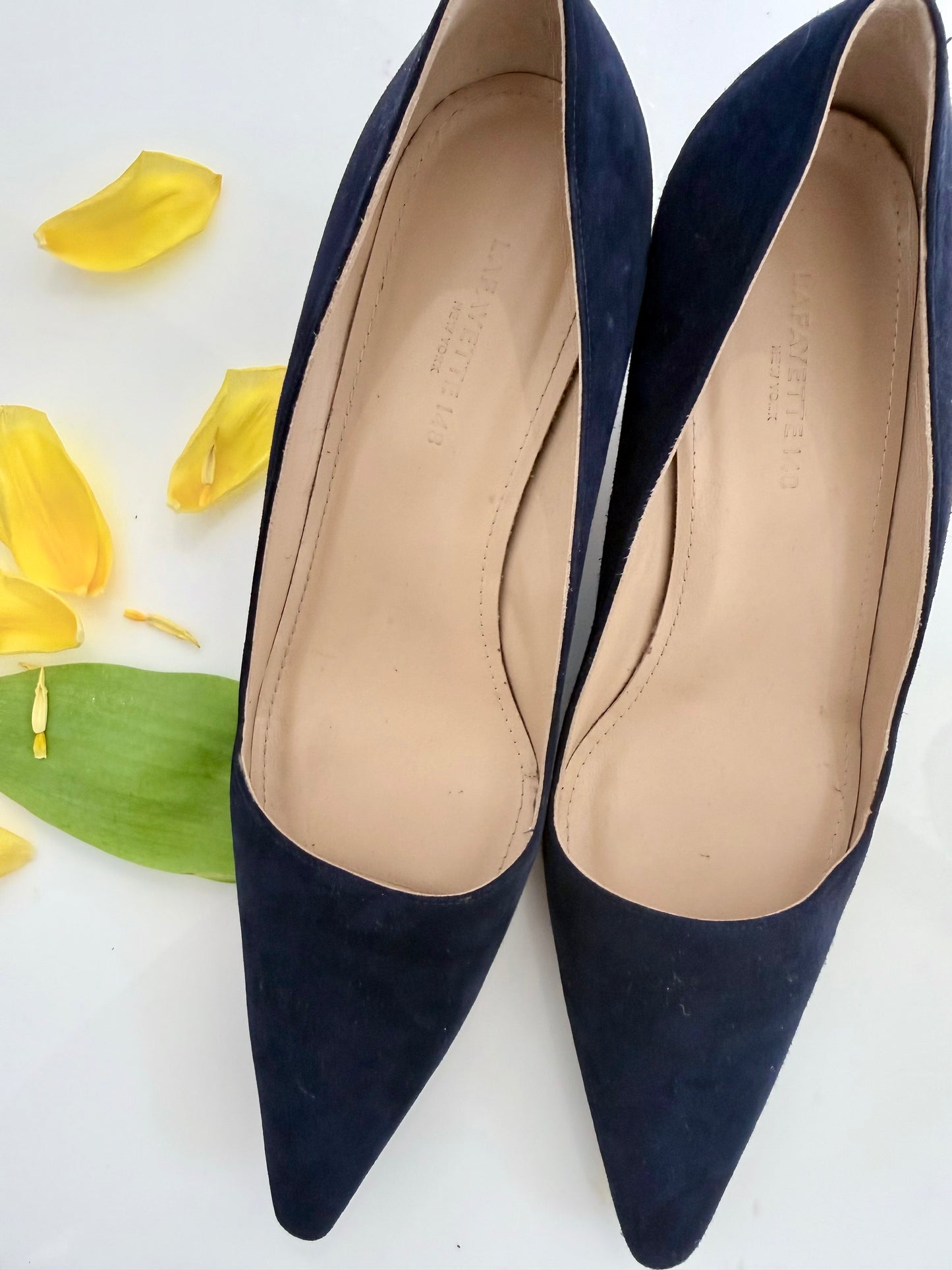 Pre-Loved Lafayette 148 Blue Suede Heels