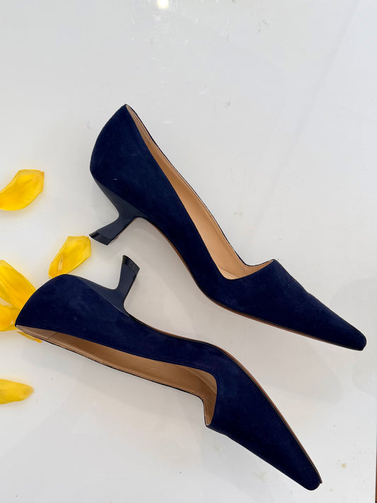 Pre-Loved Lafayette 148 Blue Suede Heels