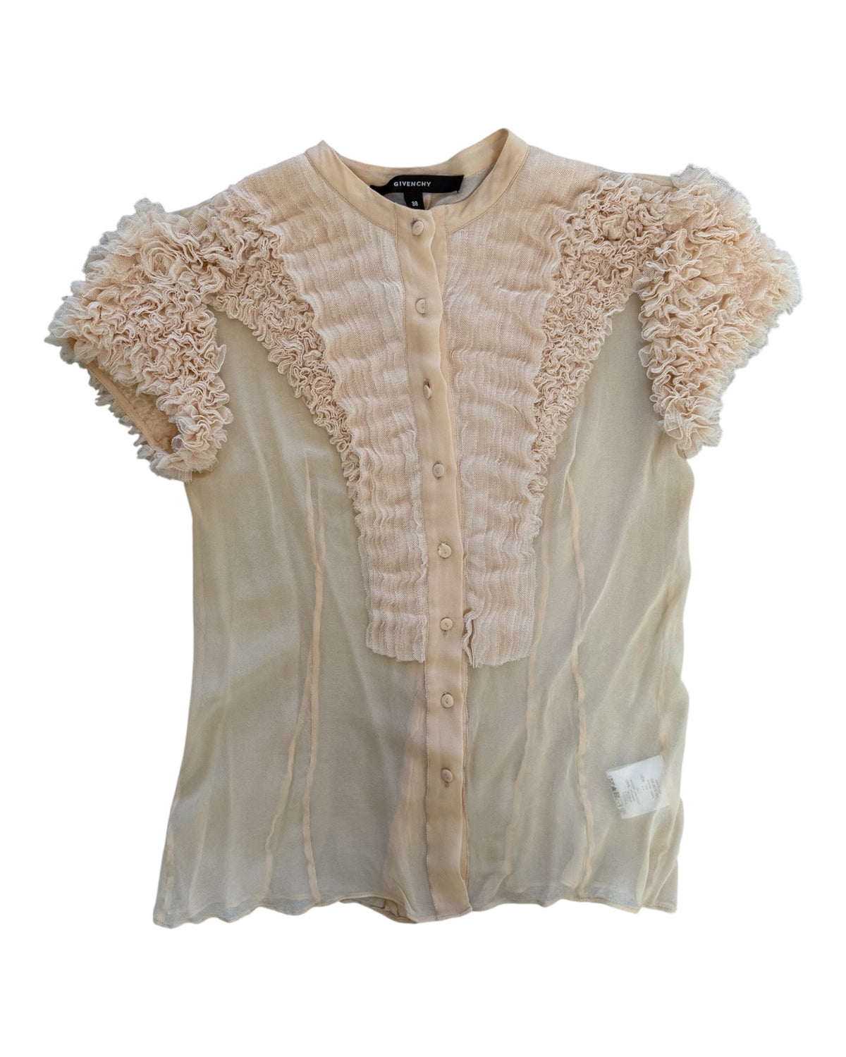 Vintage Givenchy Beige Ruffle Blouse