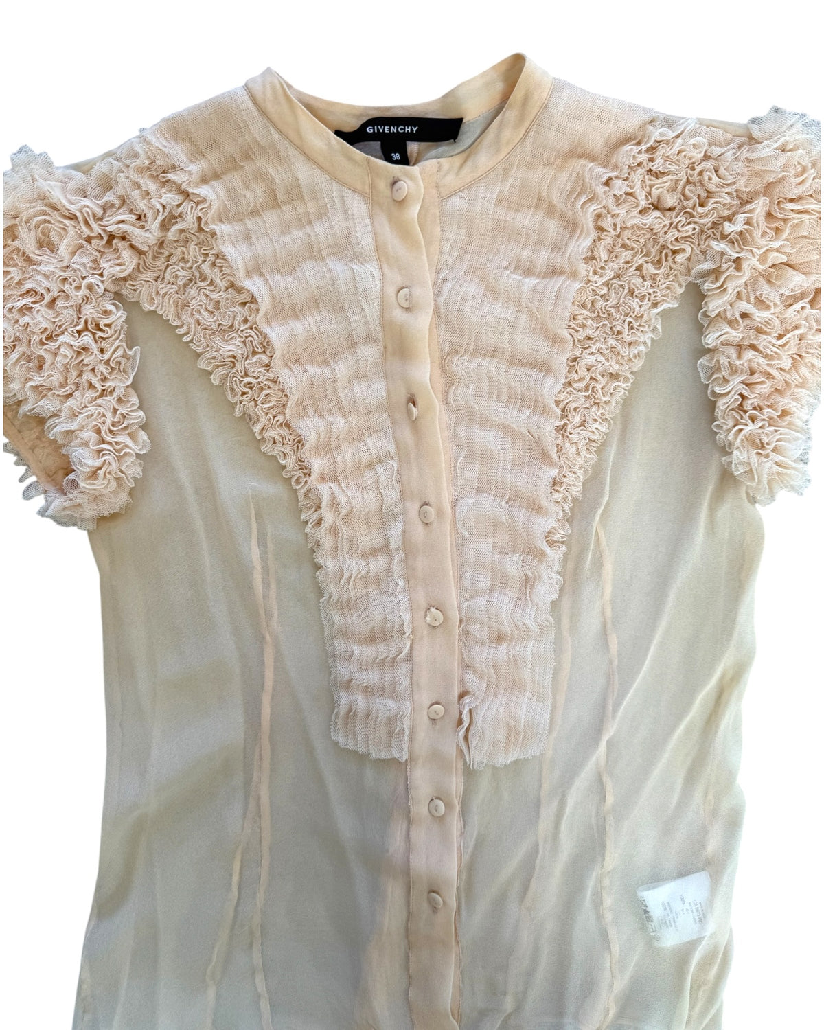 Vintage Givenchy Beige Ruffle Blouse