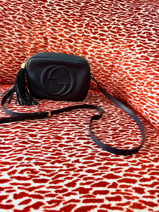 Pre-Loved Gucci Soho Disco Camera Bag in Black Leather