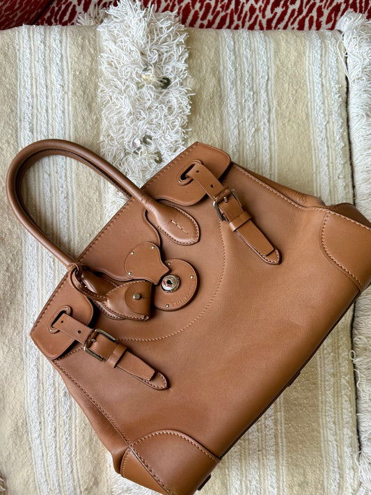 Pre-Loved Ralph Lauren Soft Ricky 33 Bag in Brown Leather