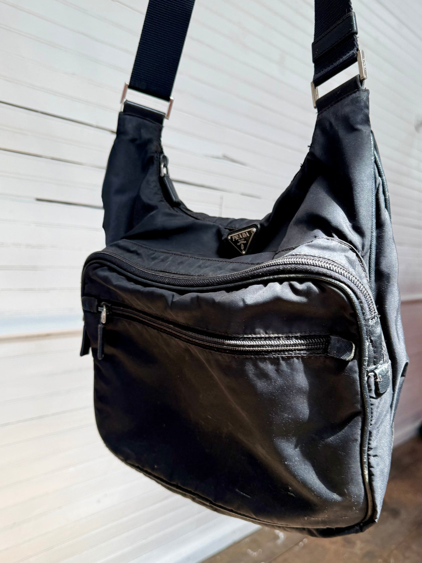 Vintage Prada Black Nylon Crossbody Bag