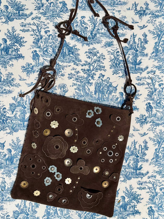 Pre-Loved Marni Brown Suede Floral Bag