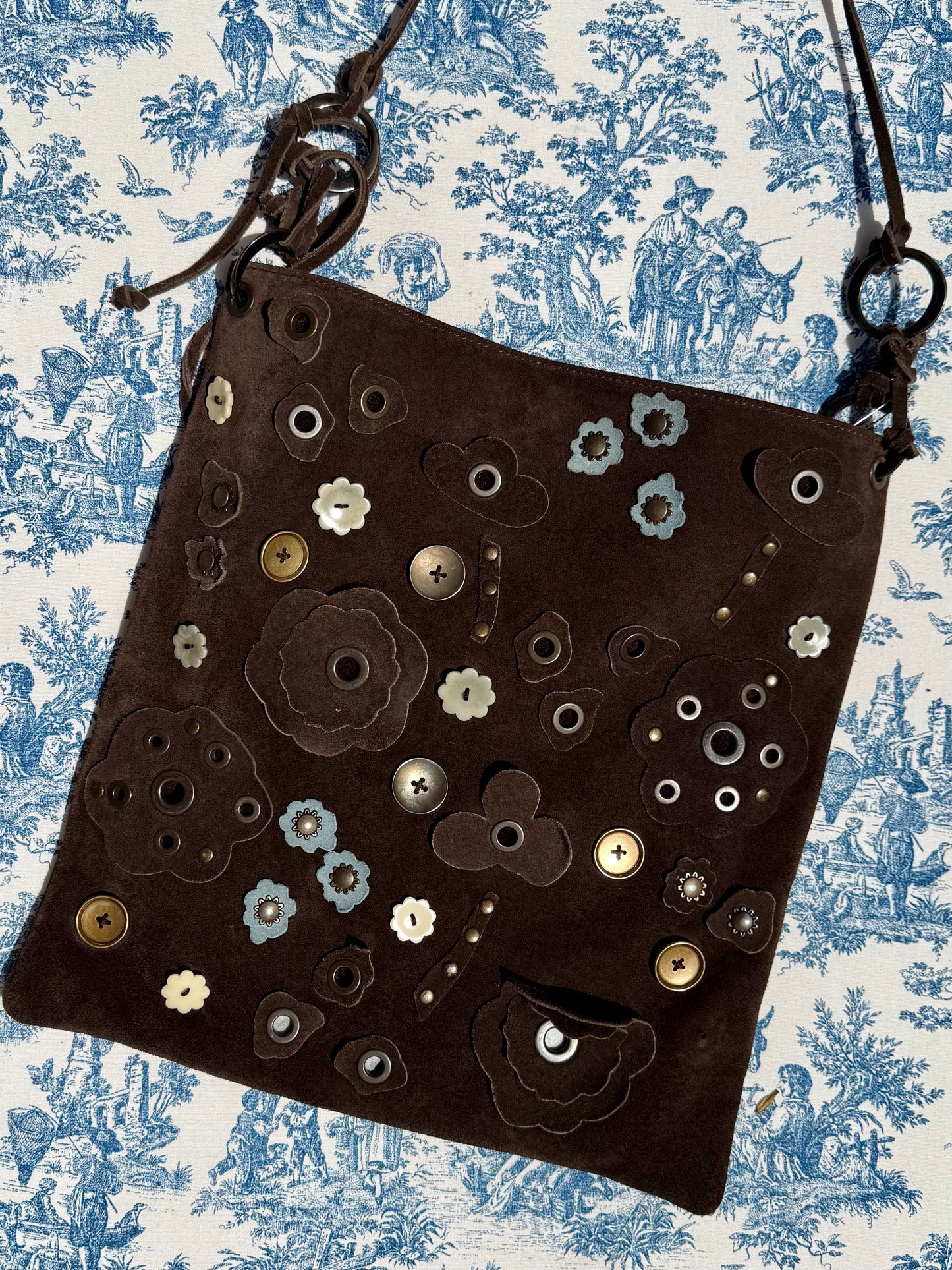 Pre-Loved Marni Brown Suede Floral Bag