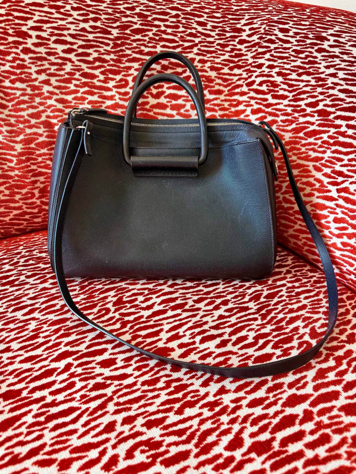 Pre-Loved The Row Black Leather Classic 5 Tote Bag with Removable Strap