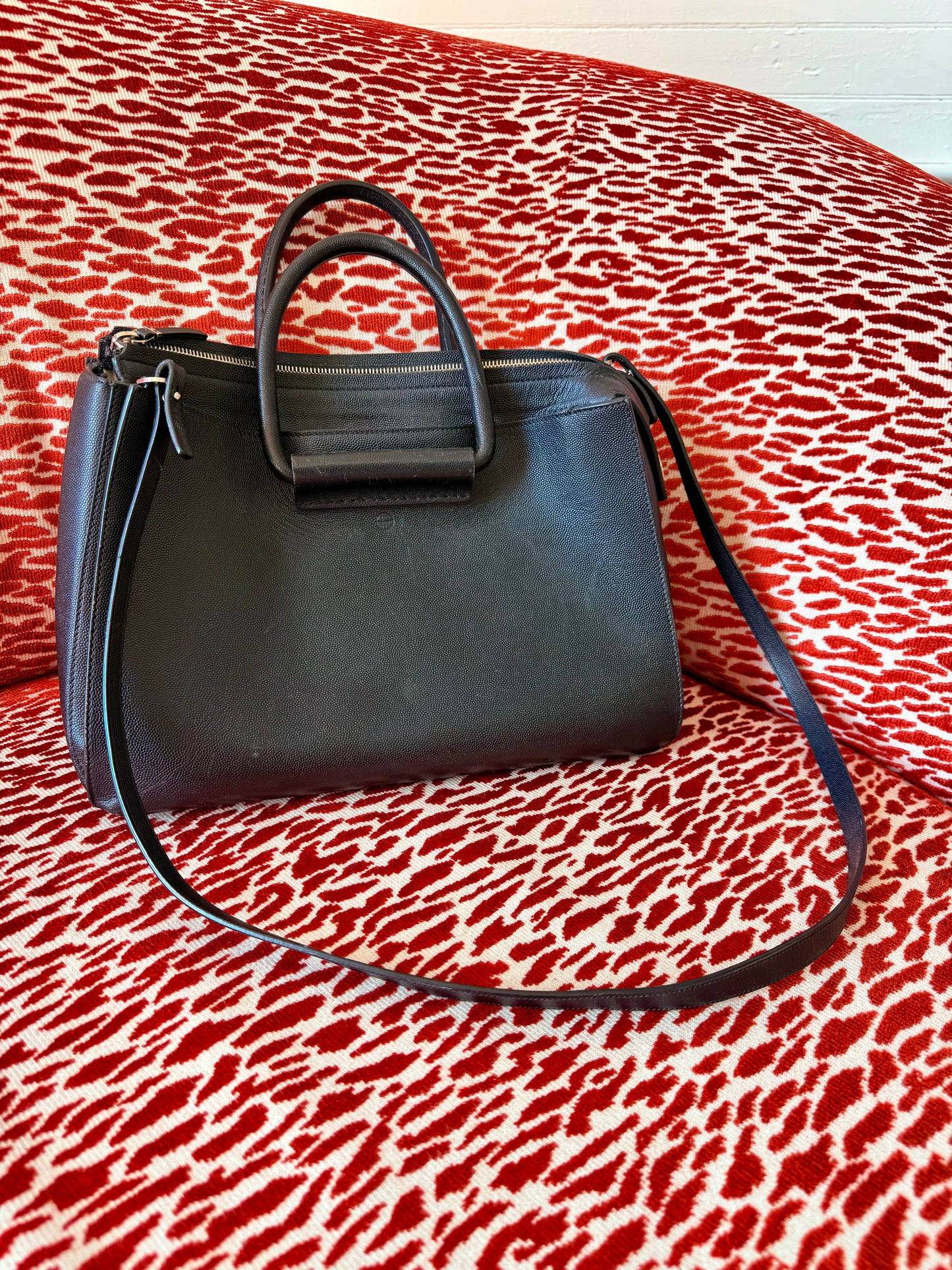 Pre-Loved The Row Black Leather Classic 5 Tote Bag with Removable Strap