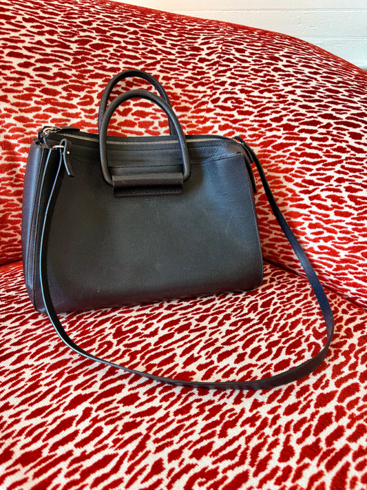 Pre-Loved The Row Black Leather Classic 5 Tote Bag with Removable Strap