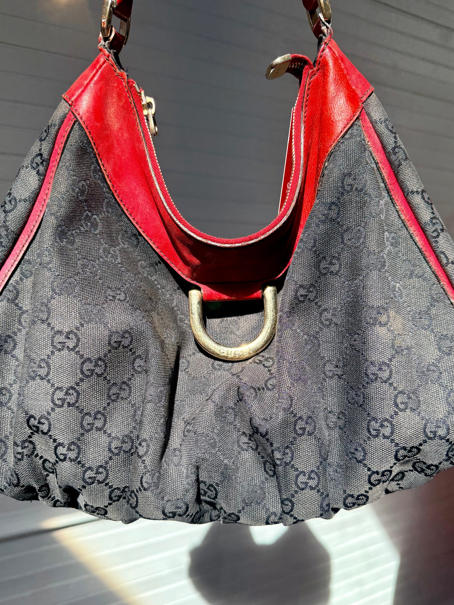 Vintage Gucci Red and Black Logo Abbey Tote Bag