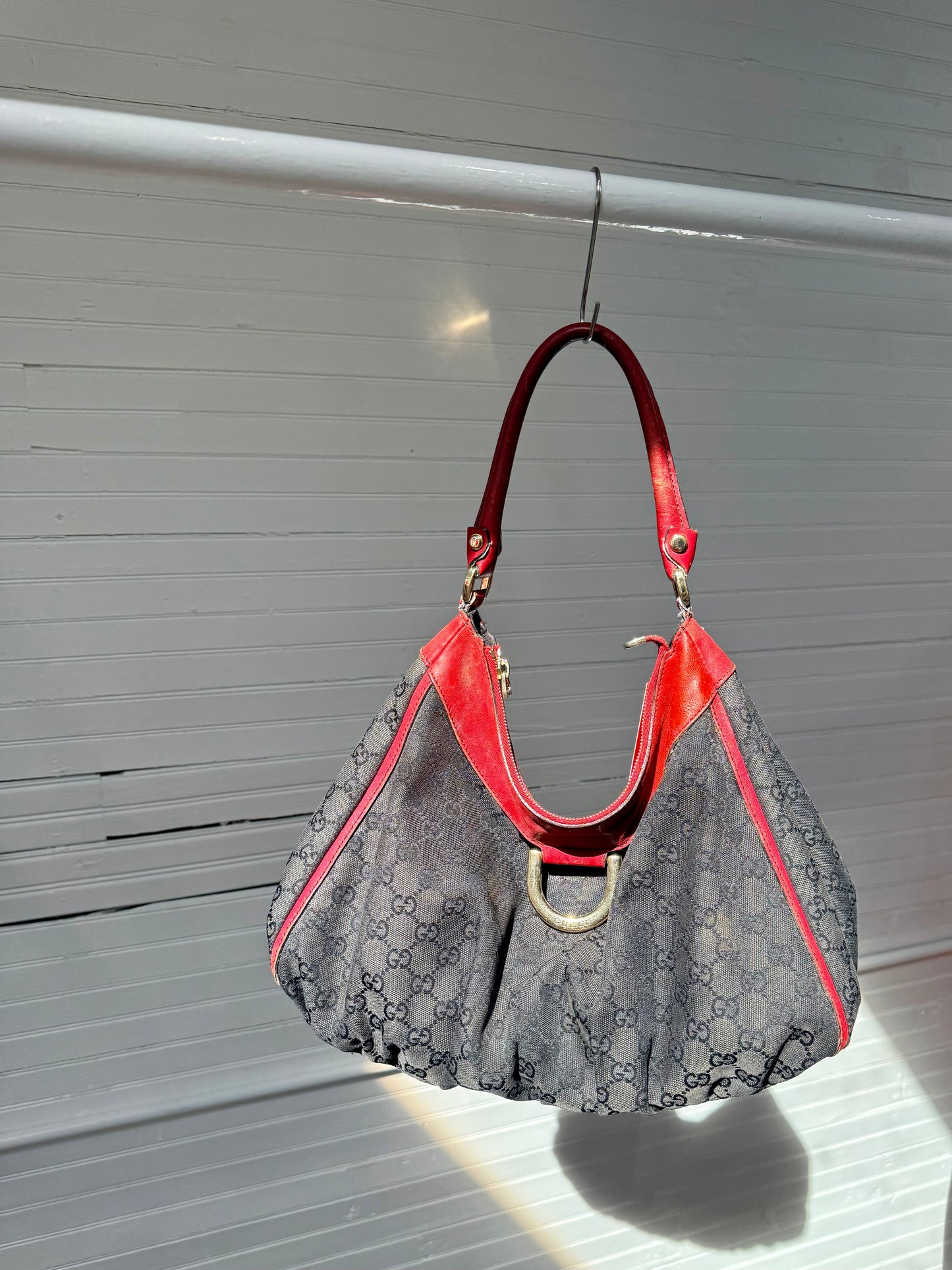 Vintage Gucci Red and Black Logo Abbey Tote Bag