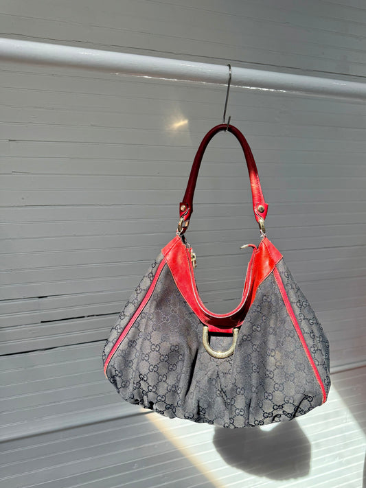Vintage Gucci Red and Black Logo Abbey Tote Bag