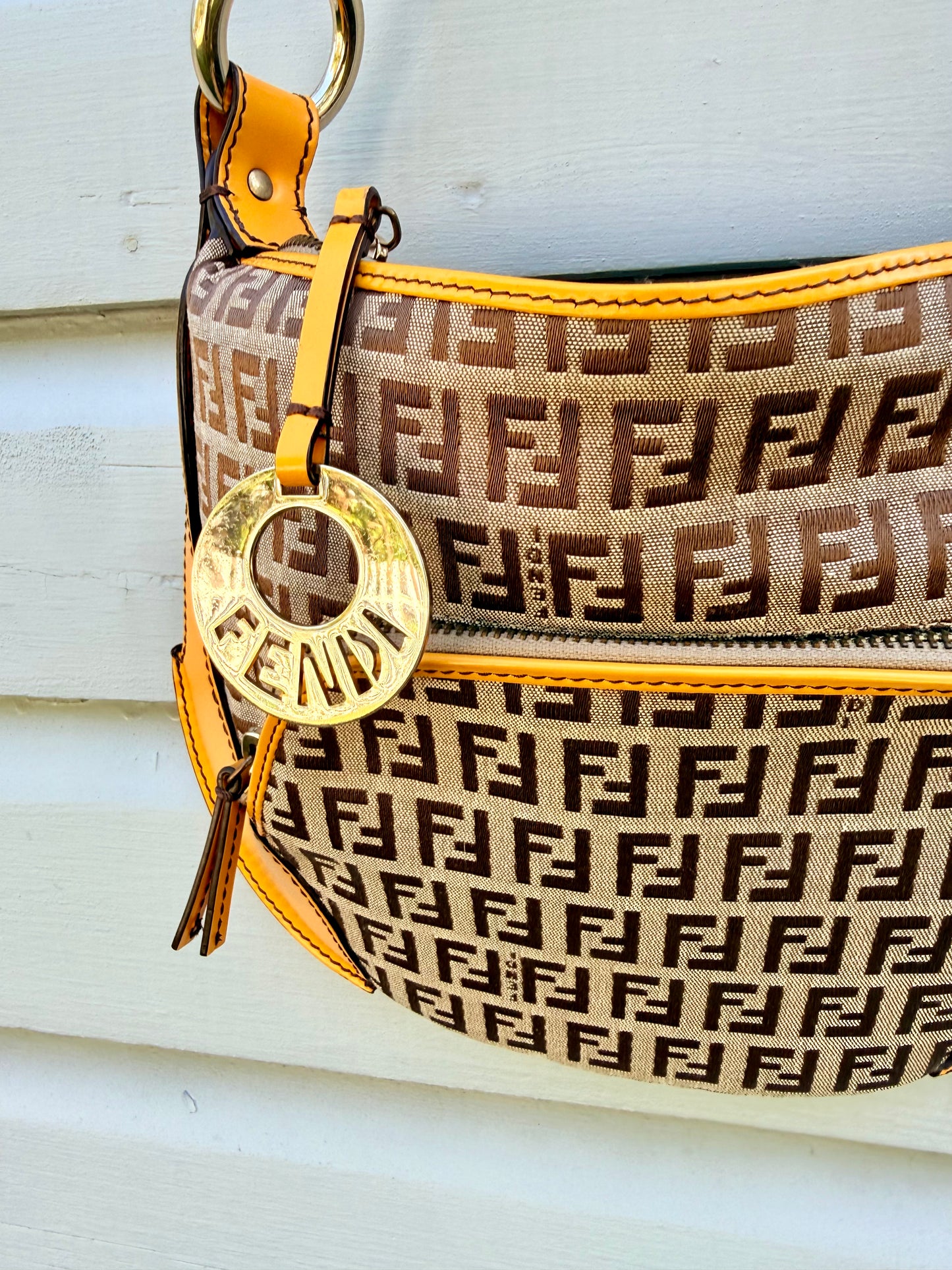 Vintage Fendi Yellow Logo Croissant Bag