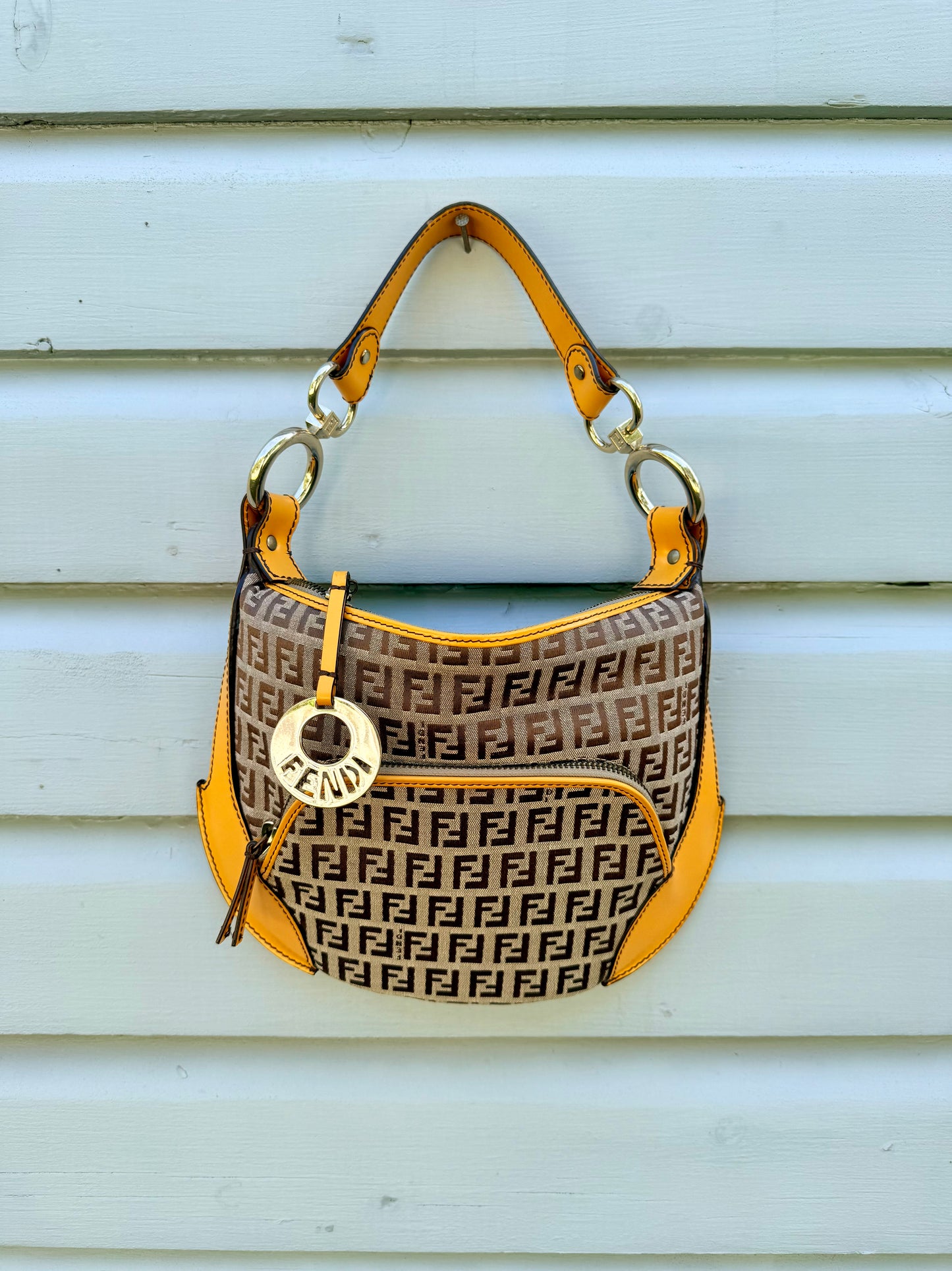 Vintage Fendi Yellow Logo Croissant Bag