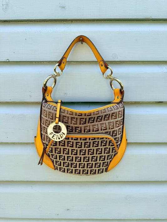 Vintage Fendi Yellow Logo Croissant Bag