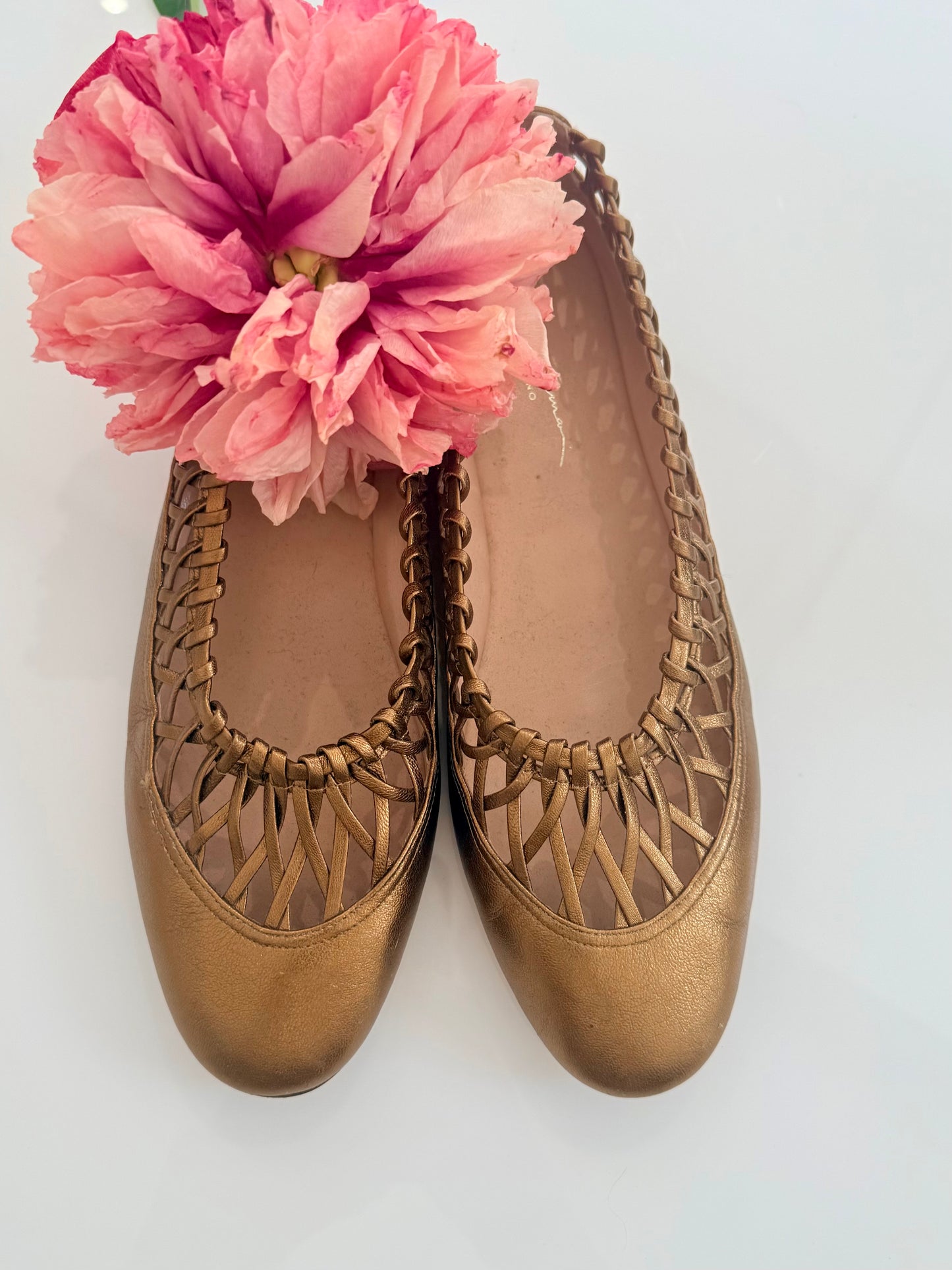 Pre-Loved Giorgio Armani Gold Ballet Flats