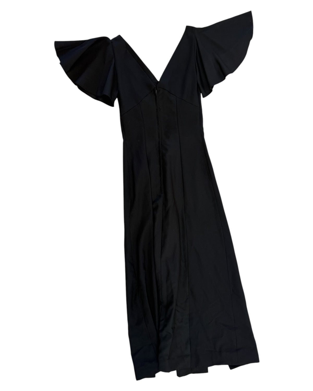 Vintage Black Evening Dress with Silver Brooch