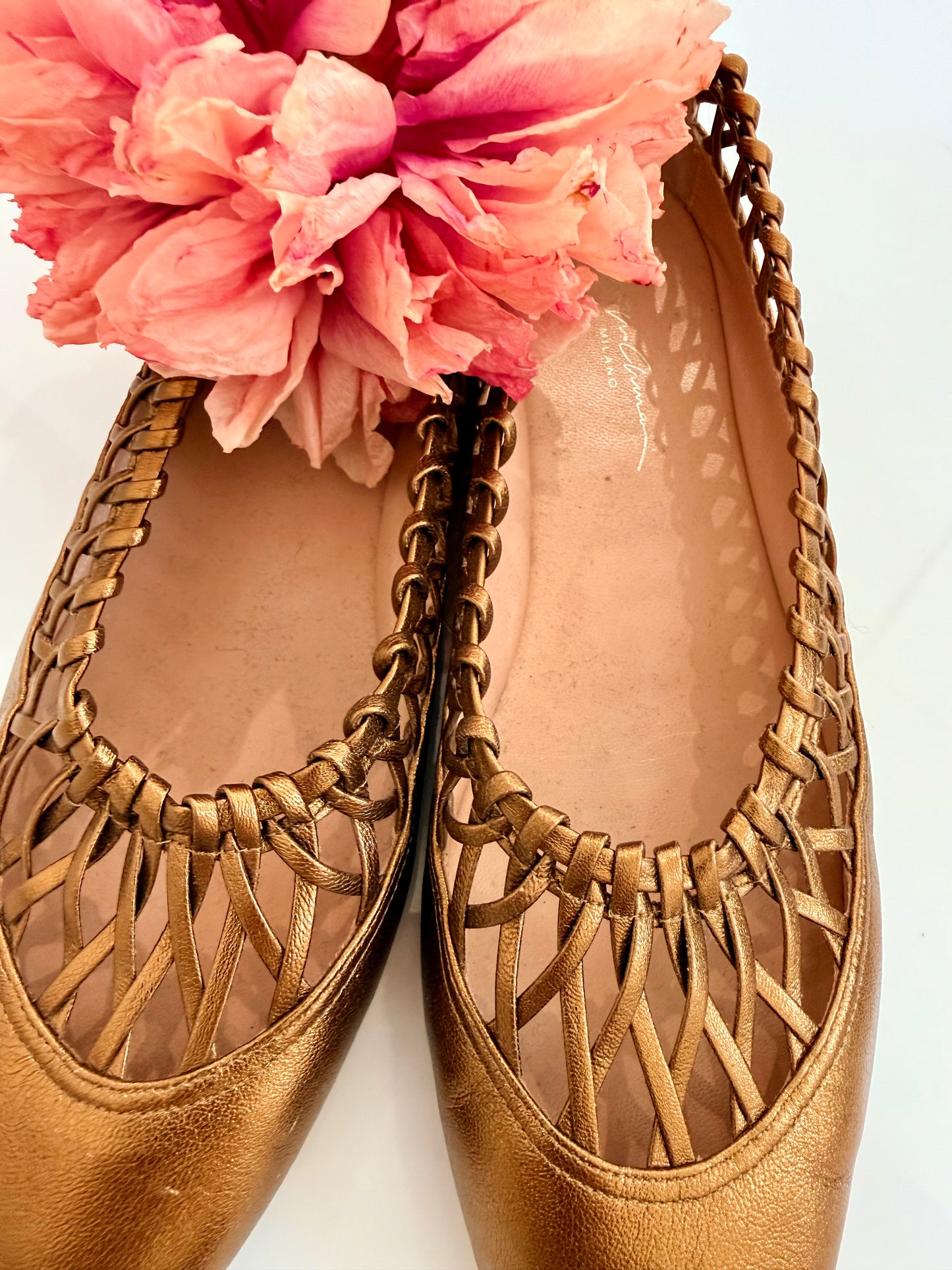 Pre-Loved Giorgio Armani Gold Ballet Flats