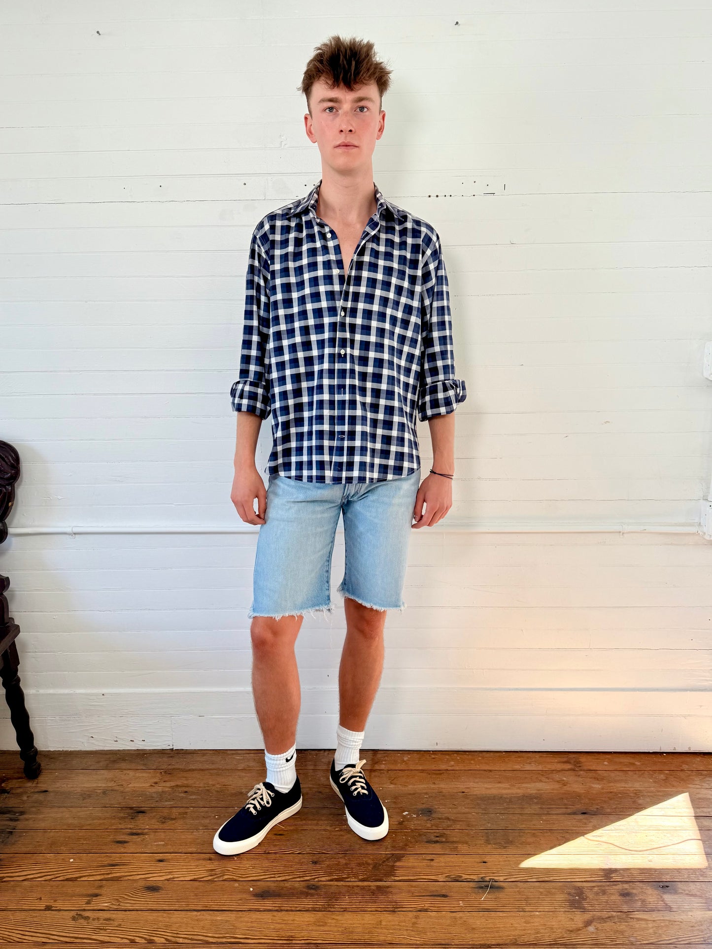 Pre-Loved Etro Navy Blue Plaid Shirt