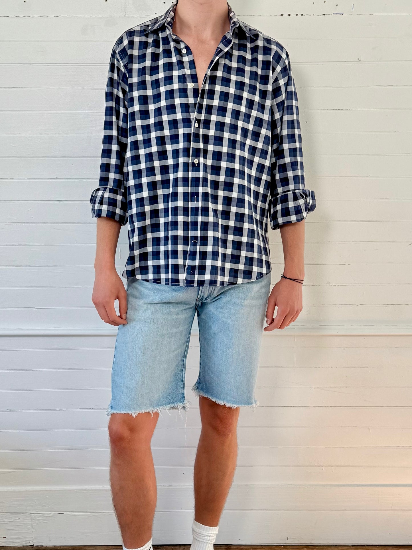 Pre-Loved Etro Navy Blue Plaid Shirt