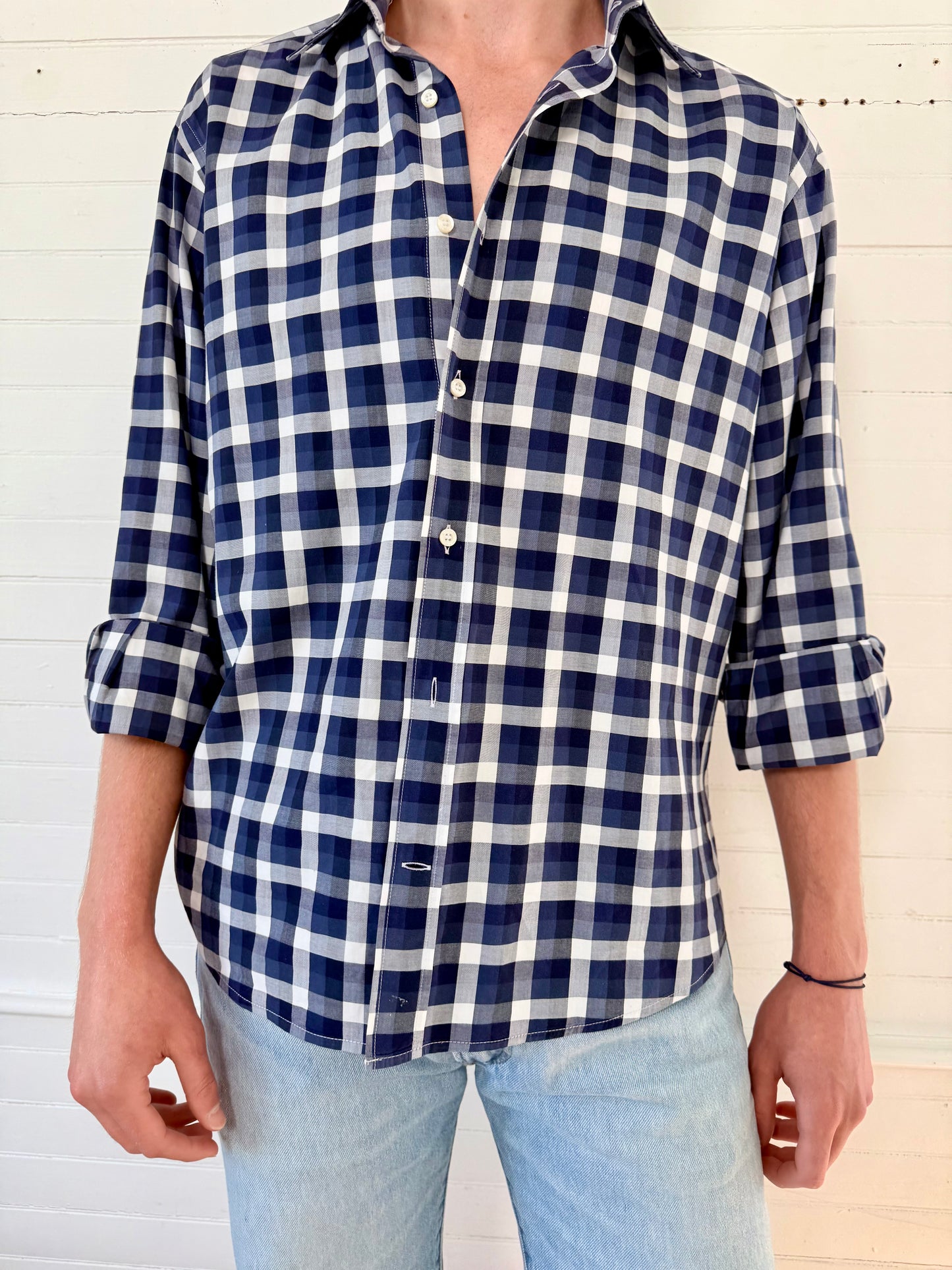 Pre-Loved Etro Navy Blue Plaid Shirt